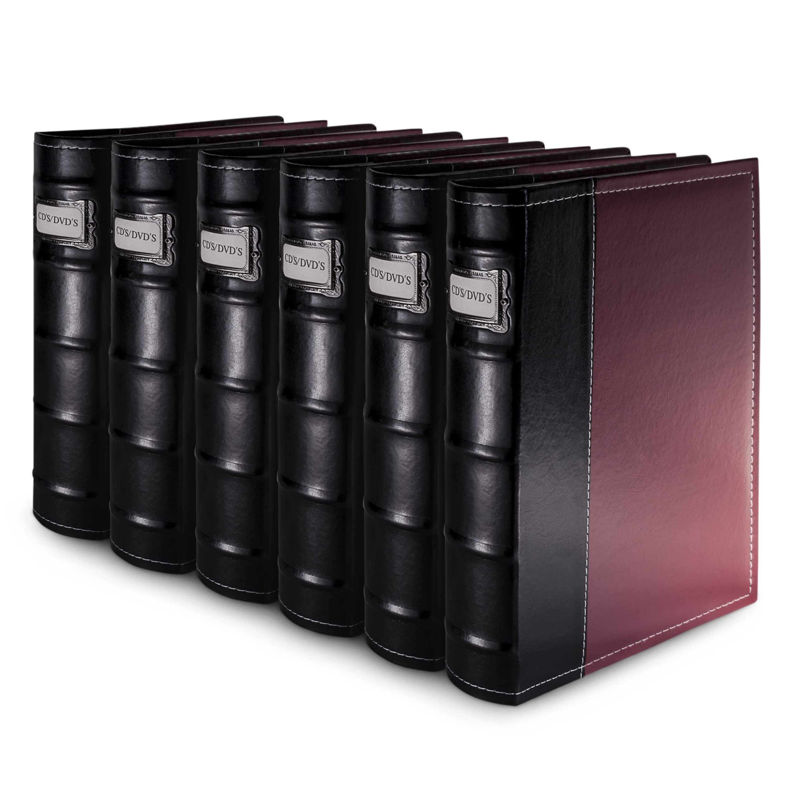 Premium DVD Storage Binder Set - 6-Pack Holds 288 DVDs, CDs & Blu-Rays with Acid-Free Sheets - Burgundy Classic Organizer for Home Theater & Media Collections