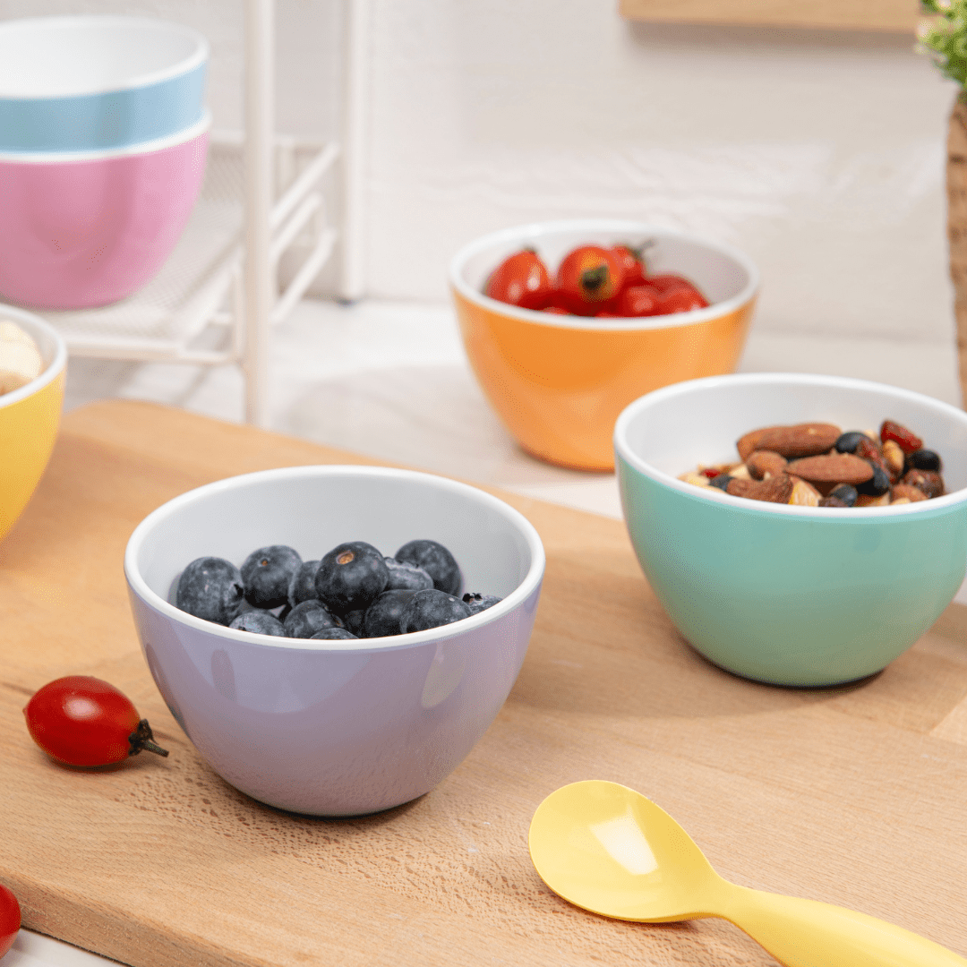 Bzyoo 6-Piece 4.25-Inch 11.8-Oz ColorPop Bowls Set - Pastel Colored Melamine Bowls for Snacks, Cereal, Ice Cream & Party Serving | Durable & Lightweight