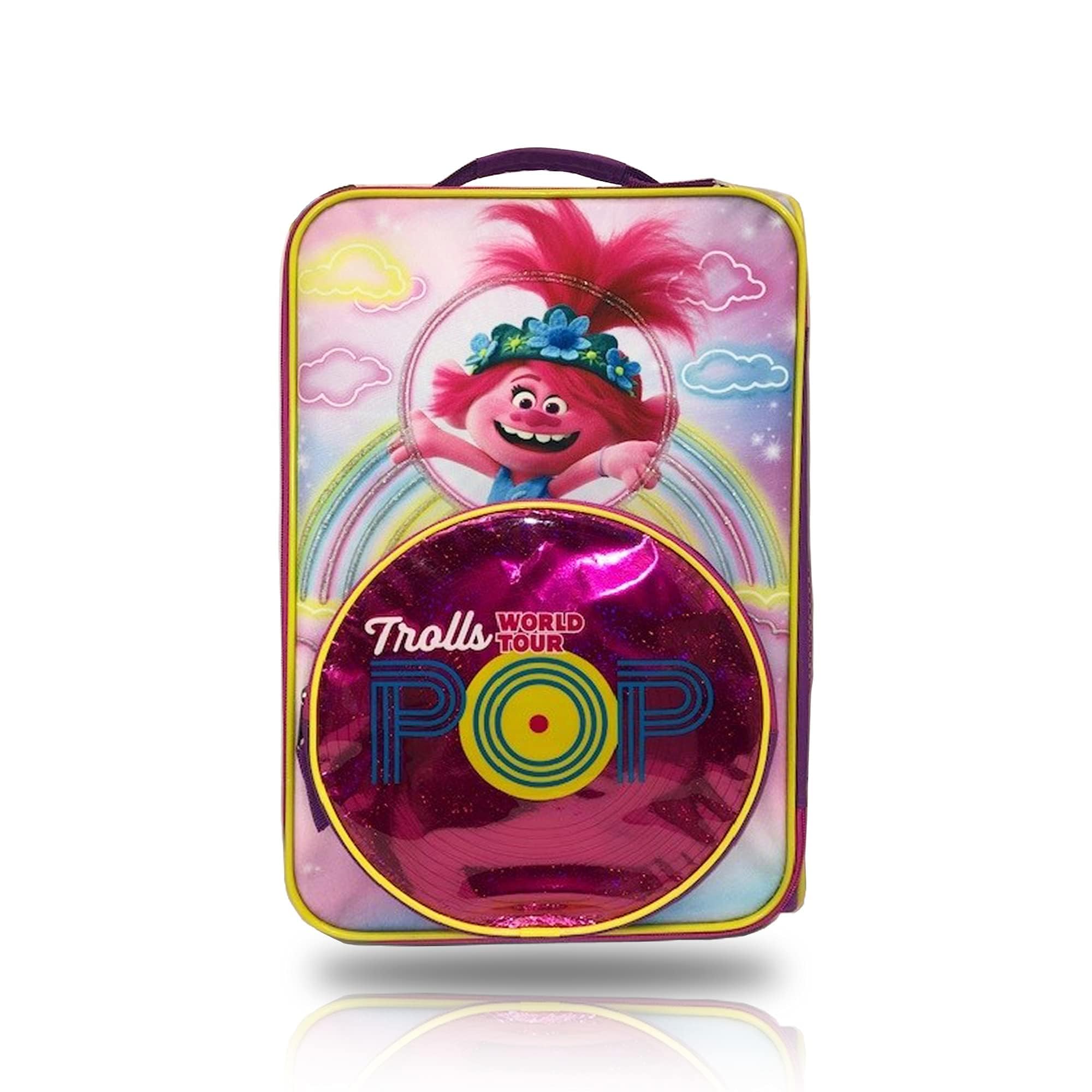 Trolls World Tour 18 Inch Softside Wheeled Carry-On Luggage - Lightweight Rolling Suitcase for Kids Travel, School Trips & Family Vacations