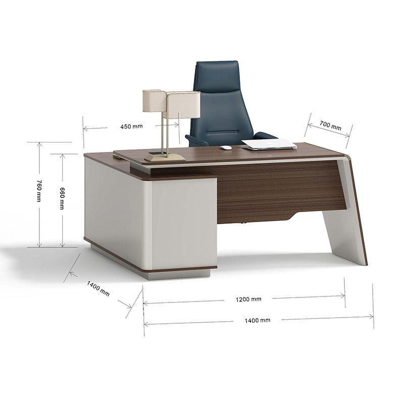 ANDERS Executive Desk with Reversible Return - 1.4M Modern Office Desk in Hazelnut & Beige | Home Office Furniture for Professionals & Remote Workers