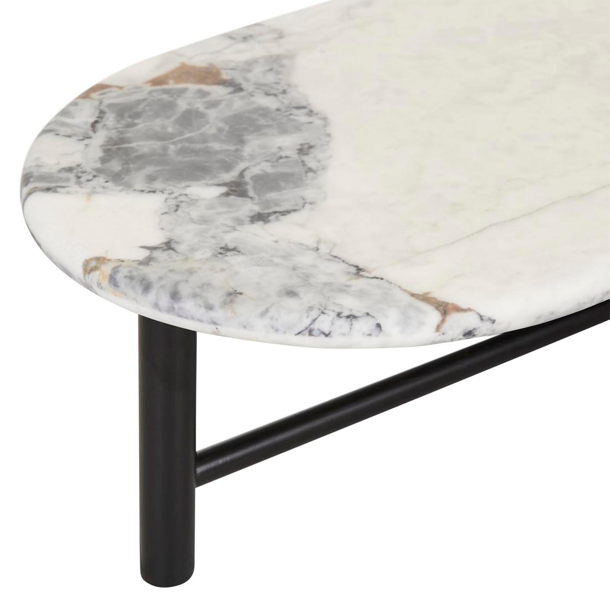 Artie Oval Marble Coffee Table - Modern Living Room Centerpiece with Sturdy Metal Legs, Perfect for Small Spaces & Home Decor