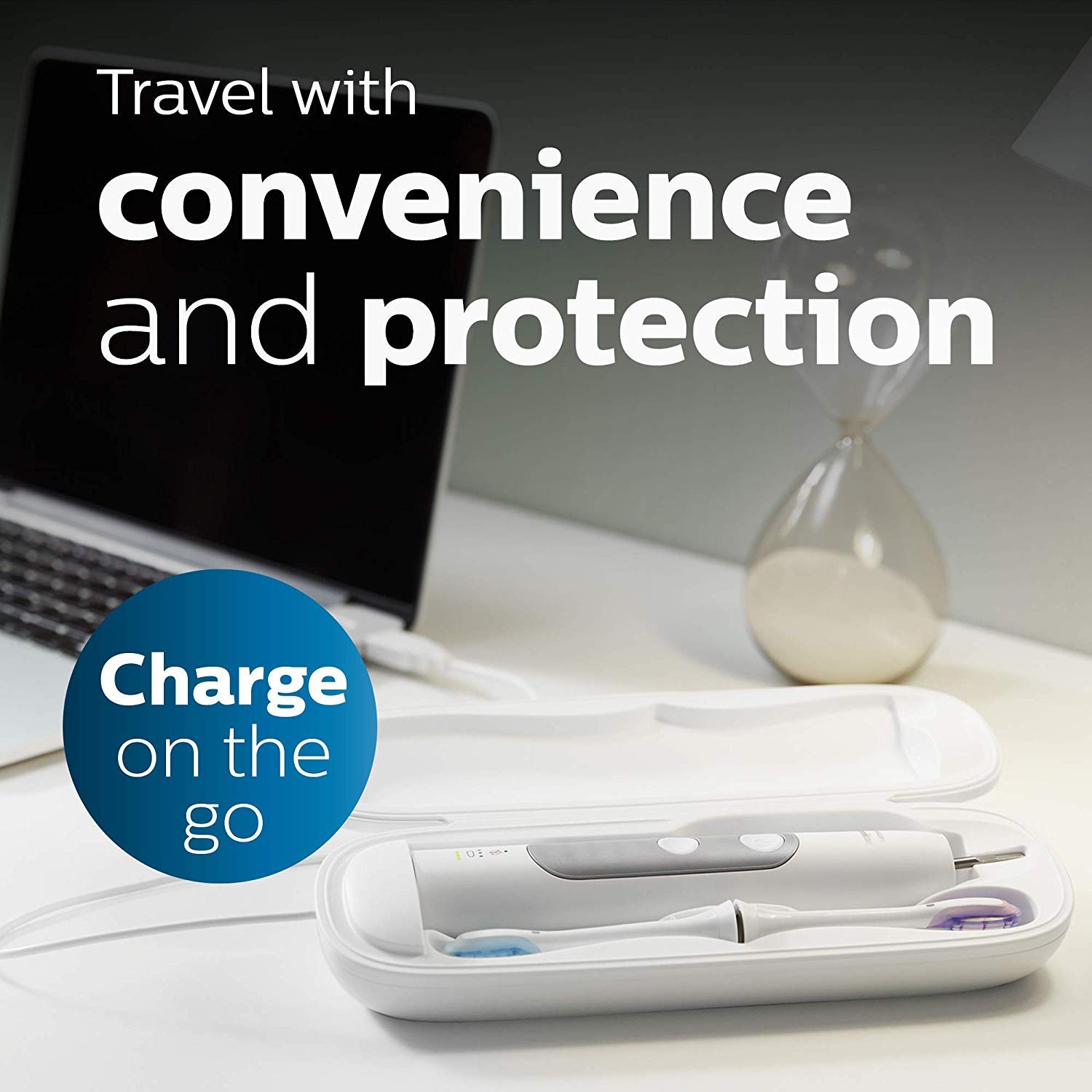 Philips Sonicare ProtectiveClean 6500 Rechargeable Electric Toothbrush with Pressure Sensor - 3 Cleaning Modes, SmartTimer, QuadPacer - 14-Day Battery Life & Travel Case - Navy Blue (HX6462/07) - Perfect for Travel & Daily Oral Care