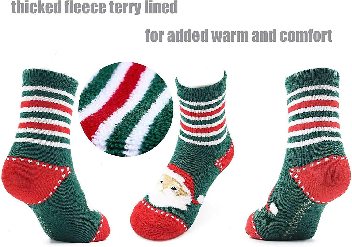 **6 Pack Boys Winter Socks - Warm Thermal Terry Crew Socks for Kids, Cold Weather & Outdoor Activities**