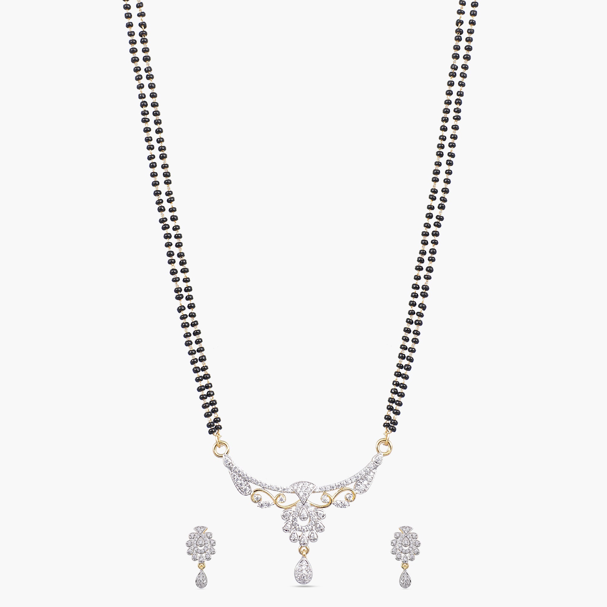 Risva Nakshatra CZ Black Beads Necklace Set - Elegant Cubic Zirconia Jewelry for Women, Perfect for Parties, Weddings & Evening Events