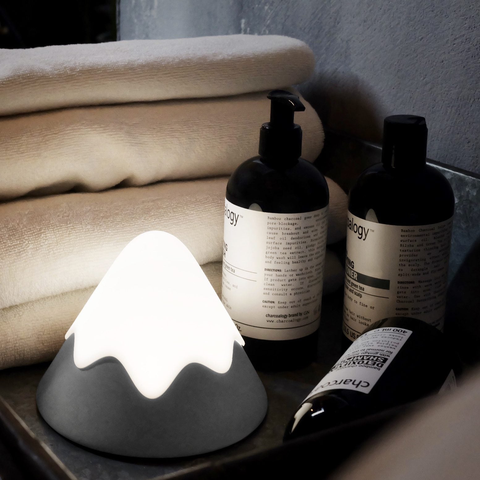 OSC Mini Snow Mountain Lamp - Cordless Rechargeable Night Light for Bedroom, Nursery & Home Decor | Warm White LED Mood Lighting | Perfect Gift for Christmas & Winter Decorations (Grey)