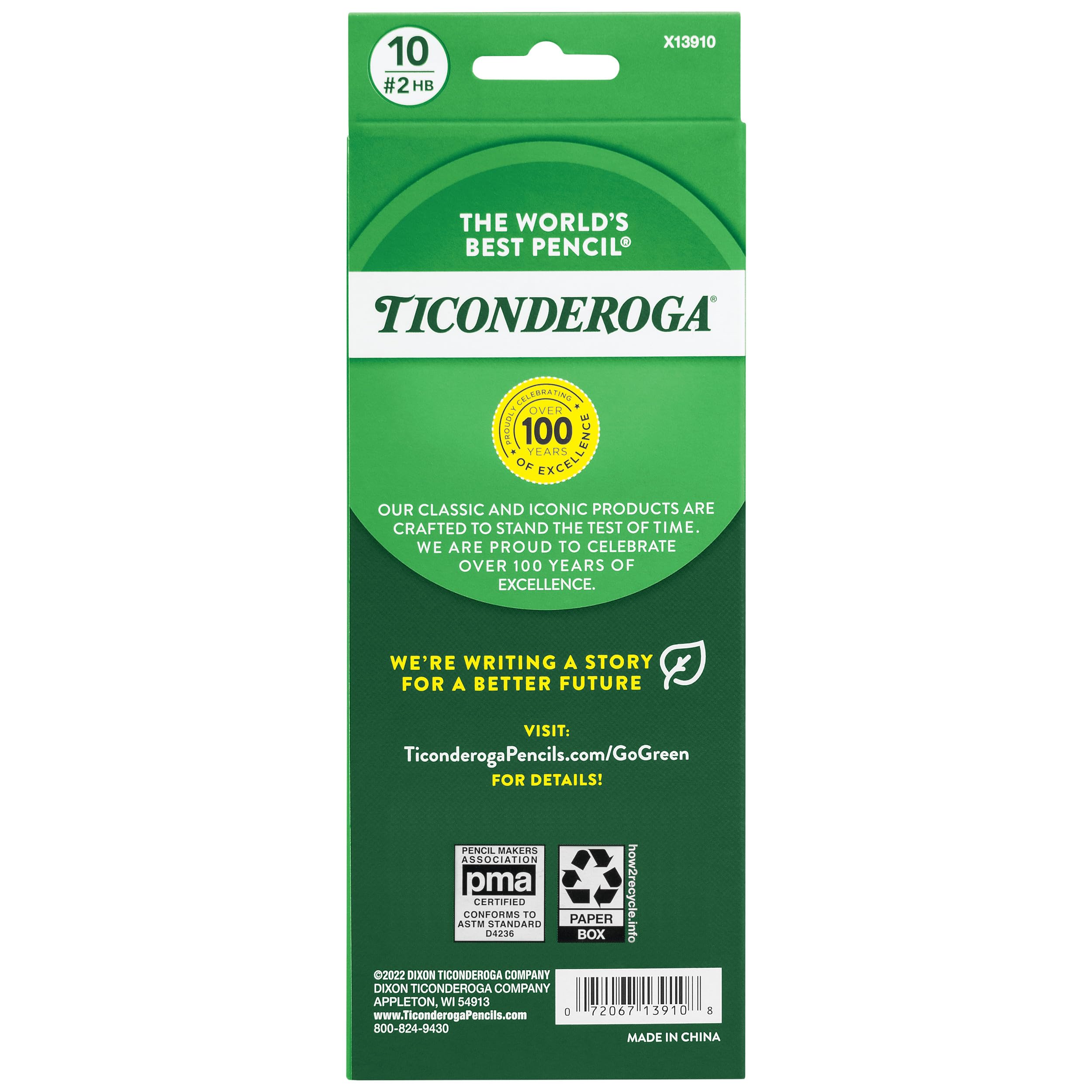 Ticonderoga HB Pencils, 10-Count Pre-Sharpened for School & Office