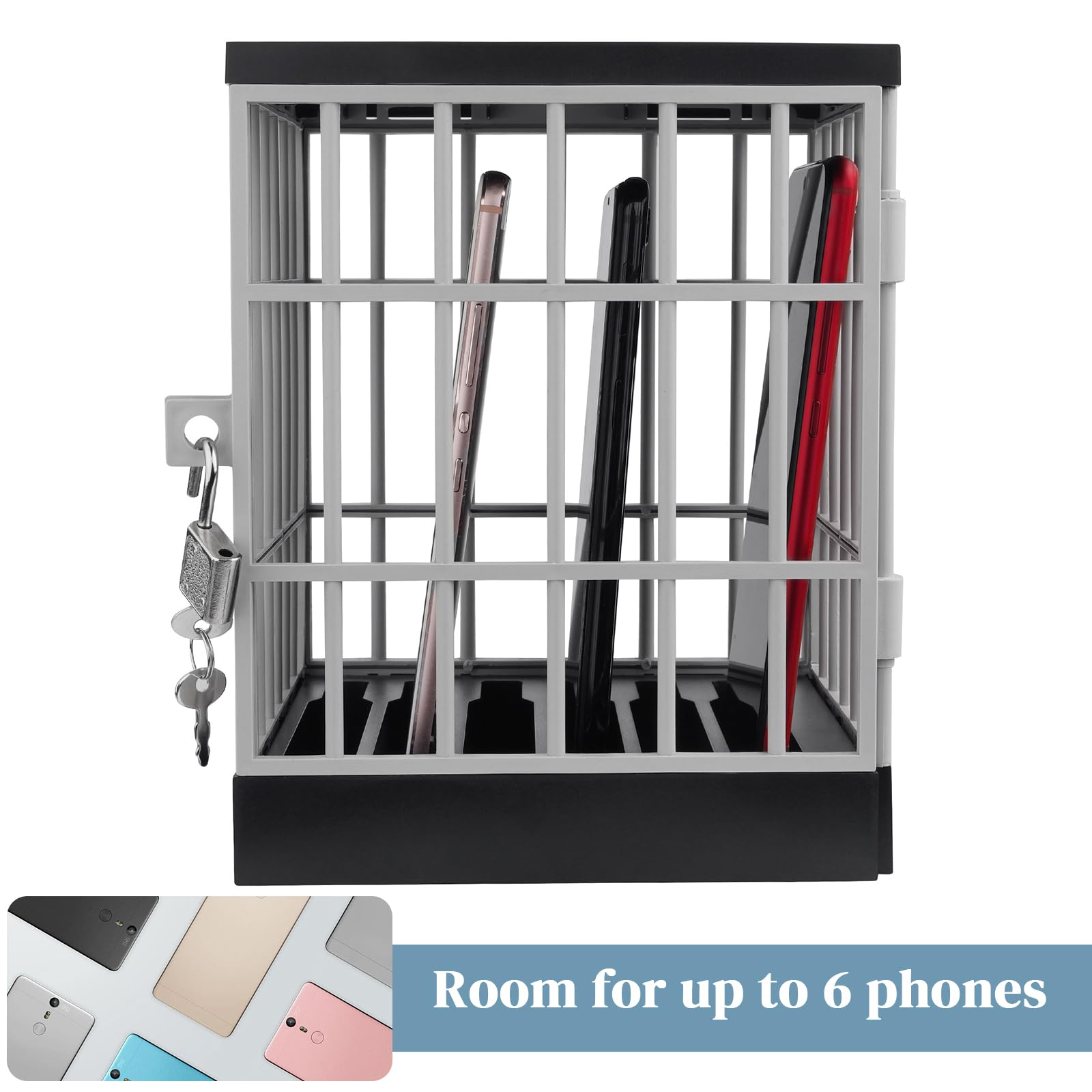 Gemaxvoled Lockable Cell Phone Cage with Key - Secure Phone Lock Box for Classroom, Home & Office - Prevent Distractions & Promote Focus
