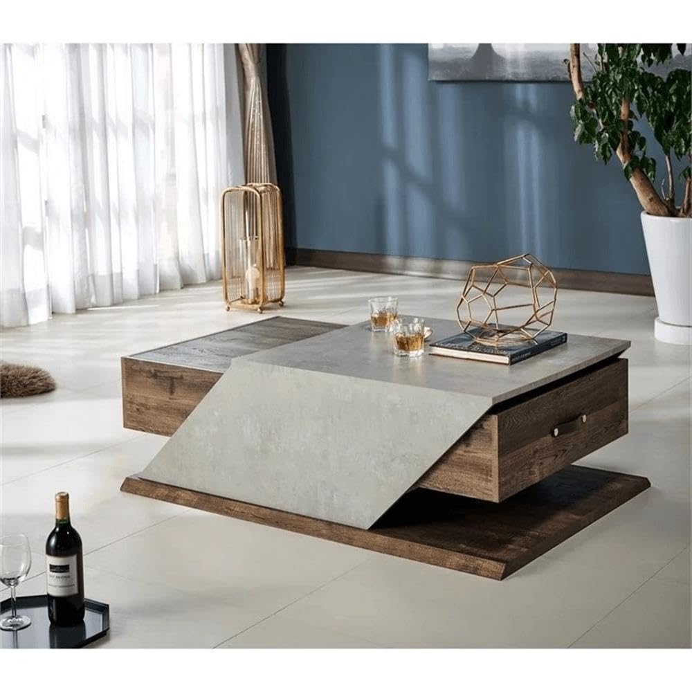 Krella 2-Piece Solid Oak Wood Coffee Table with Storage and 62-Inch Entertainment TV Stand Set - Perfect for Living Room, Home Theater, and Modern Home Decor