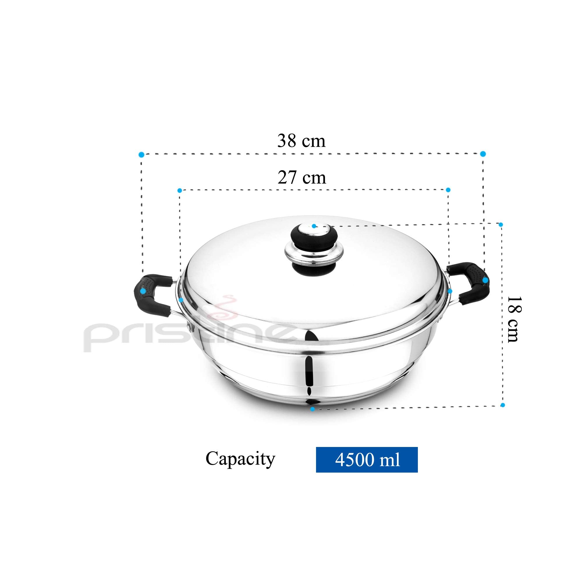 Premium Stainless Steel Tri-Ply Induction Compatible Kadai with Lid & 5 Stackable Plates (2 Idli, 2 Dhokla, 1 Patra) - 27cm/4.75L Multipurpose Indian Cookware for Steaming, Frying & Serving - Perfect for Home Kitchens & Indian Cooking