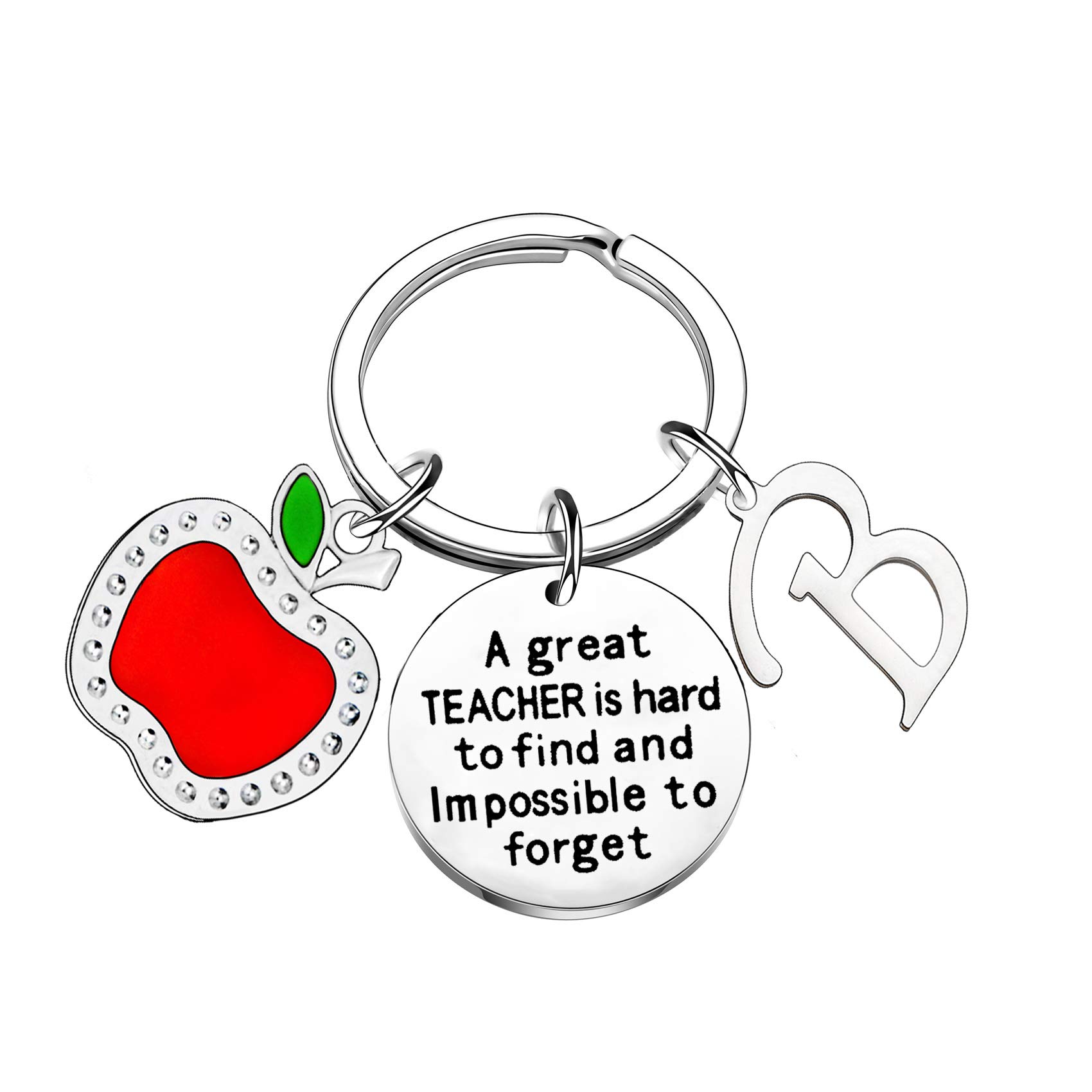 Personalized Initial Keychain for Teachers - Custom Thank You Gift for Women Educators - Perfect for Teacher Appreciation Week, End of Year Gifts & Retirement Presents