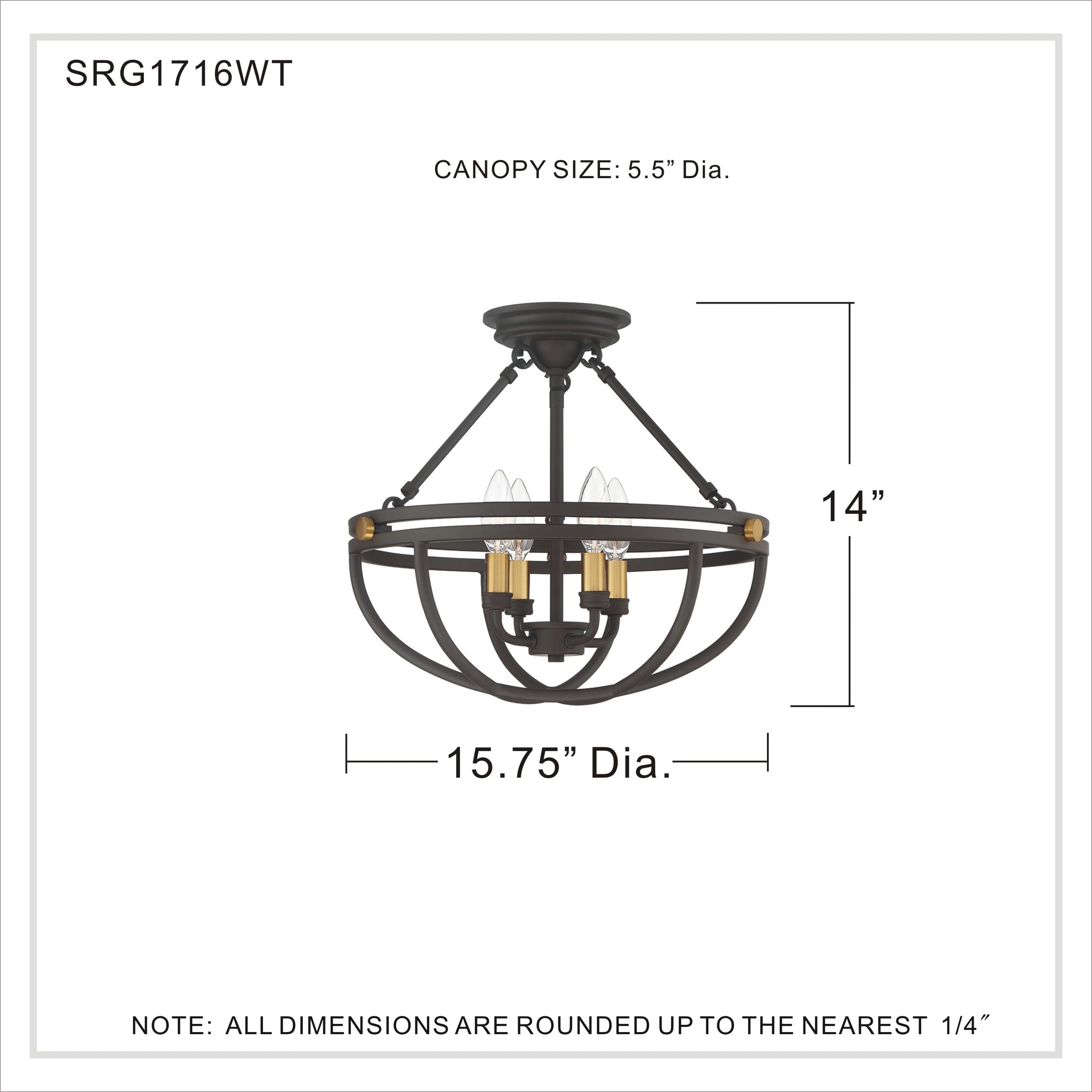 Quoizel Sergeant 4-Light Semi Flush Mount Ceiling Light Fixture - Western Bronze Finish, Resin Construction Modern Chandelier - Sloped Ceiling Compatible Pendant Lighting for Living Room, Bedroom & Dining Room