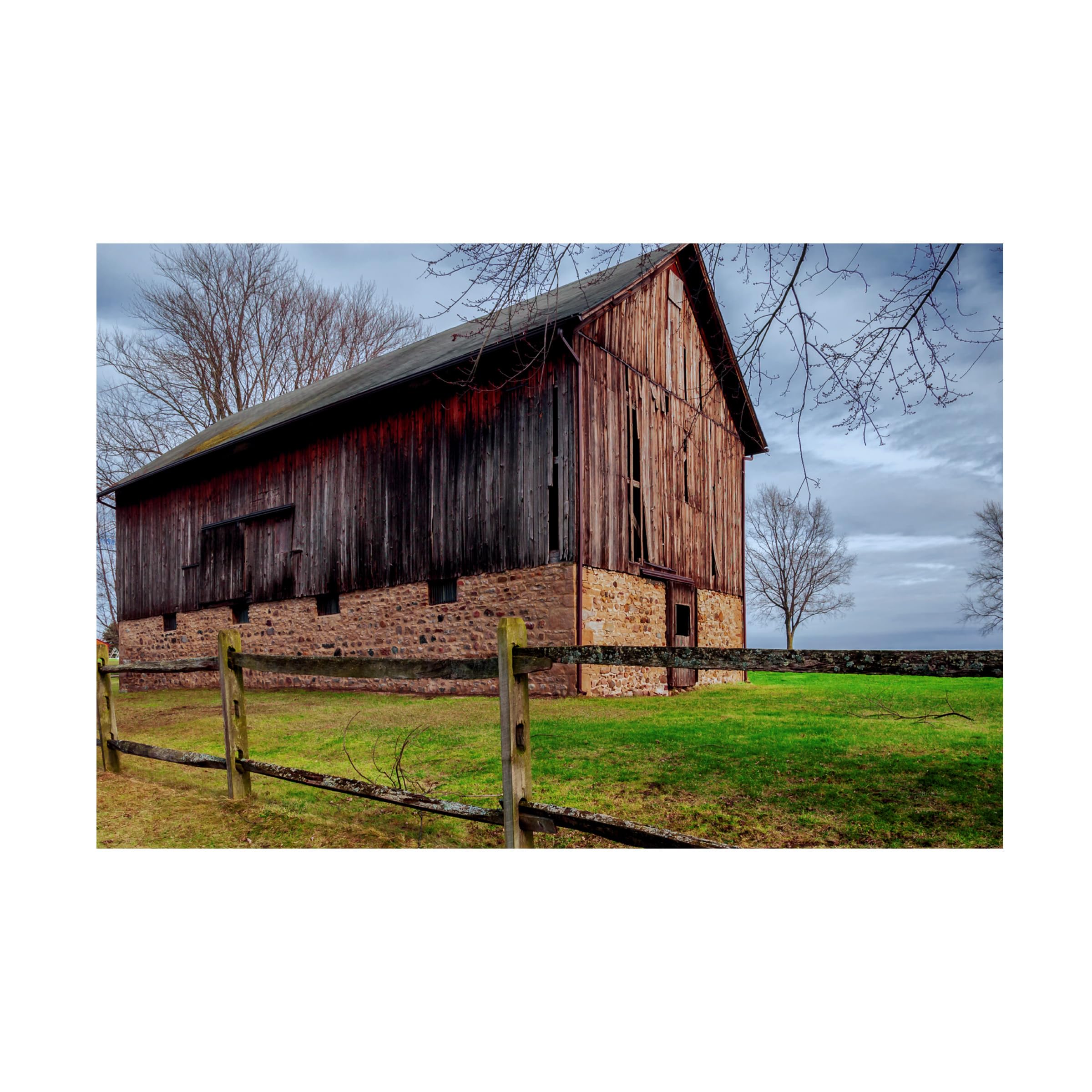Anthony Paladino 'Weathered Barn Under Threatening Sky' Canvas Wall Art Print - Vintage Farmhouse Decor for Living Room, Bedroom & Office