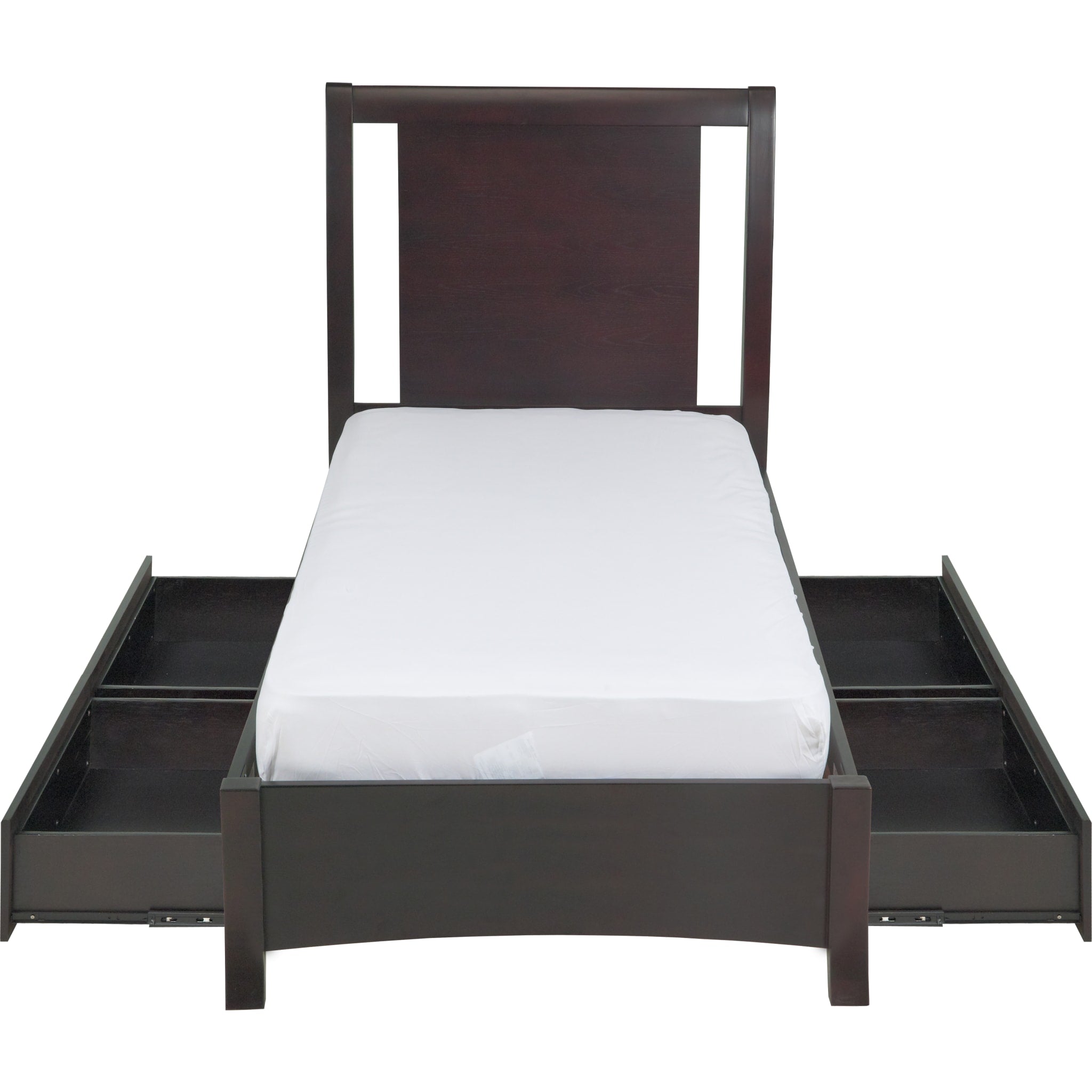 Nevis Low Profile Storage Bed Frame - Espresso Finish, Queen Size, Underbed Storage Drawers for Small Spaces | Perfect for Apartments, Dorms & Guest Rooms