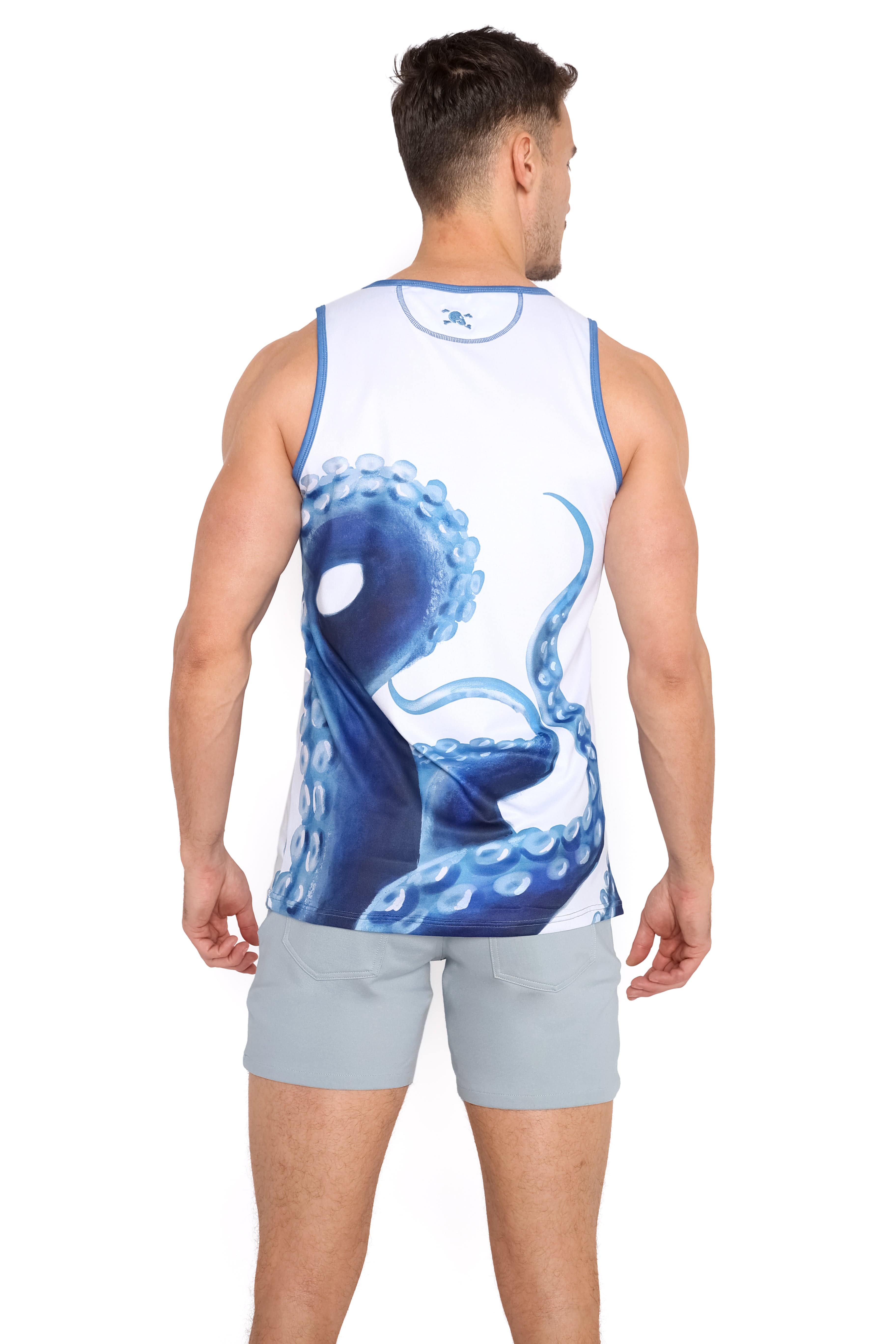 Blue Slate Logo Knit Stretch Shorts for Men - Comfortable Casual Wear for Gym, Running & Everyday Outfits