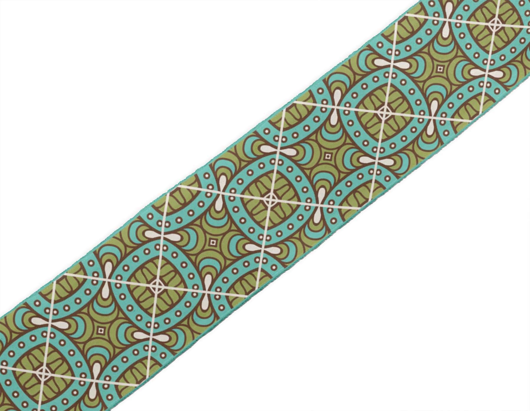 Green Artistic Floral Ethnic Printed Ribbon Trim - 9 Yard Dupion Fabric Laces for Crafts & Sewing Accessories (2 Inches Wide) - Perfect for DIY Projects, Costume Design, and Home Decor