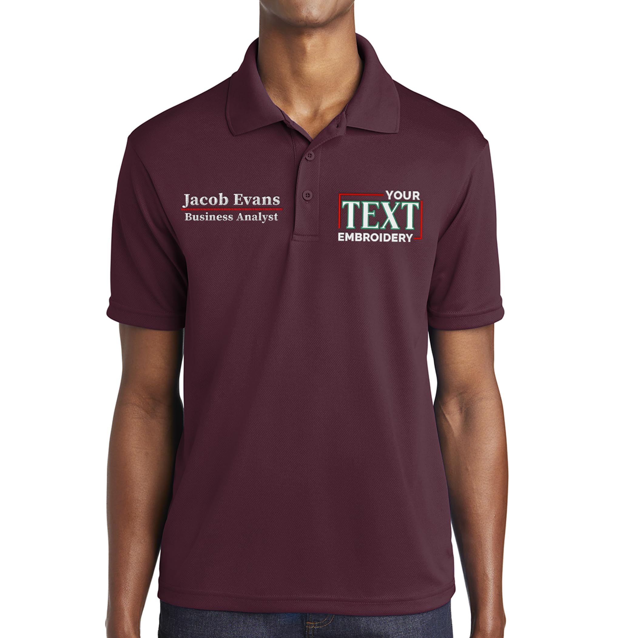 Custom Embroidered Men's Polo Shirts - Personalized Short Sleeve Golf Shirt with Name/Text - Perfect for Golf, Business Casual & Summer Outfits