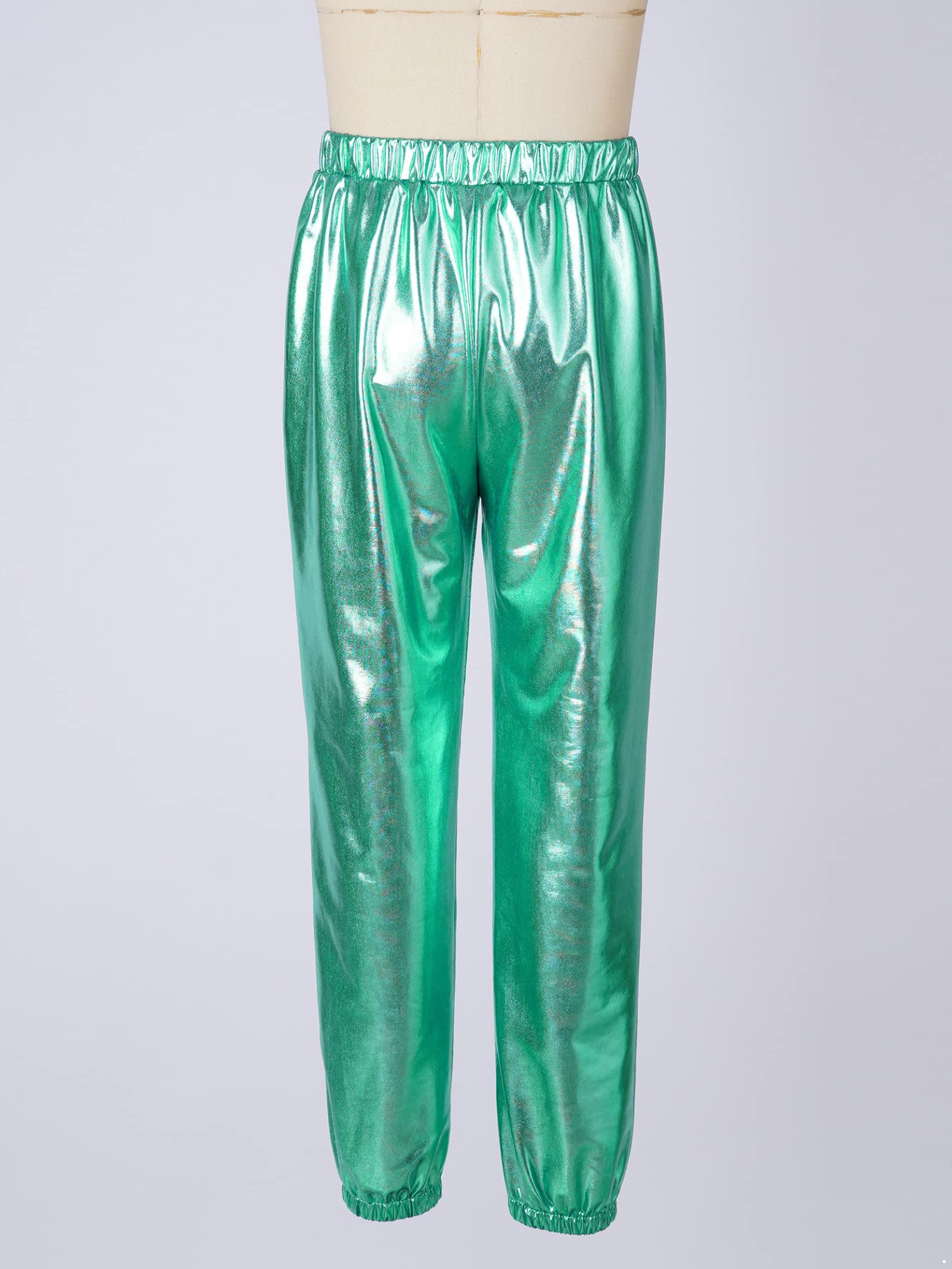 Gold Dance Pants for Girls - Metallic Elastic Harem Pants, Kids Fancy Dress Up Hot Pants - Perfect for Dance Performances, Costume Parties & Playtime