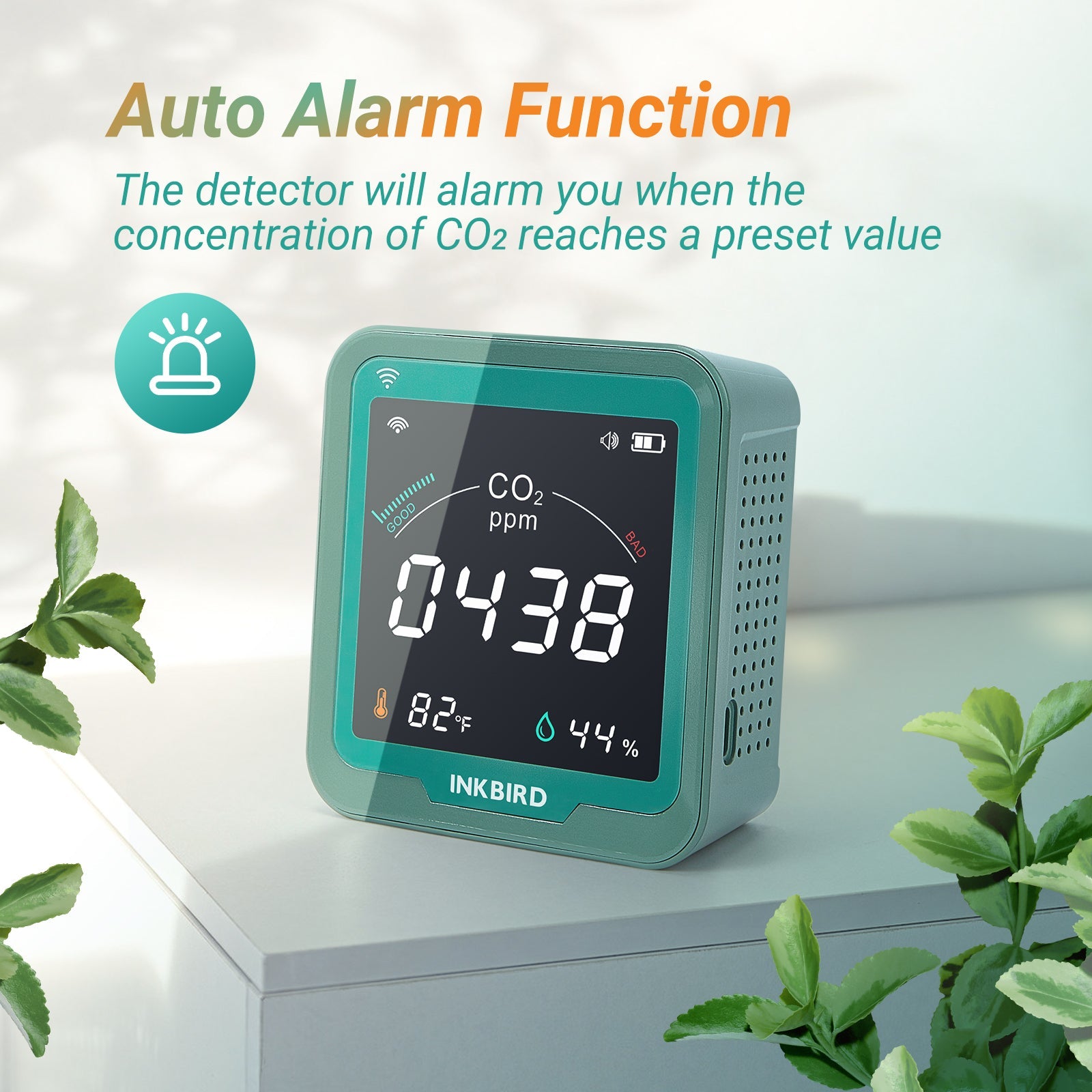 Wireless 3-in-1 CO2 Detector with Temperature & Humidity Sensor - Smart Air Quality Monitor for Home, Office, and Baby Room - Real-Time CO2, Temperature, and Humidity Detection for Indoor Air Quality Control