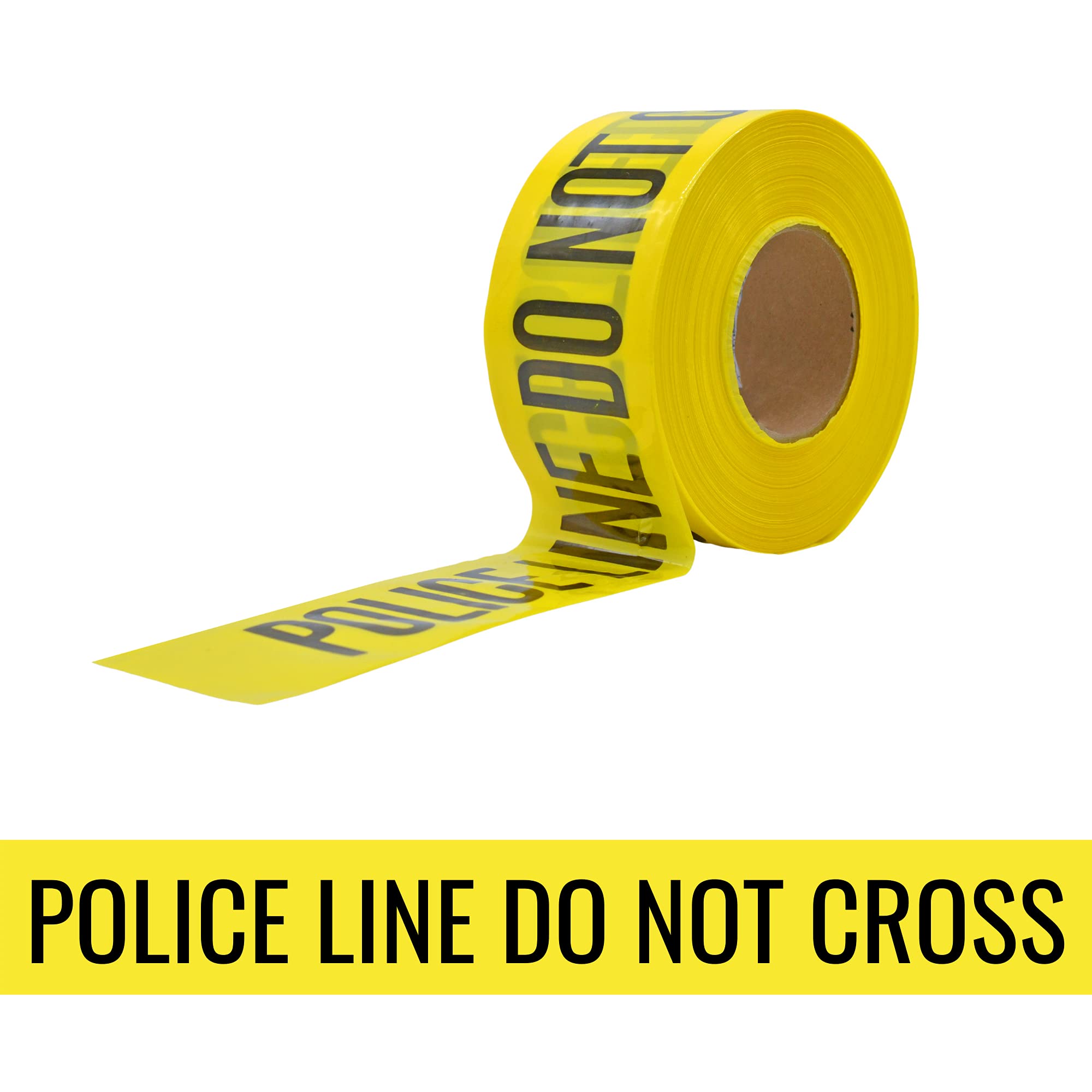 WOD BRC-PLDNC Barricade Caution Tape - 3 Inch x 1000 Feet (8 Rolls Bulk Case) High Visibility Yellow with Bold Black Text 
