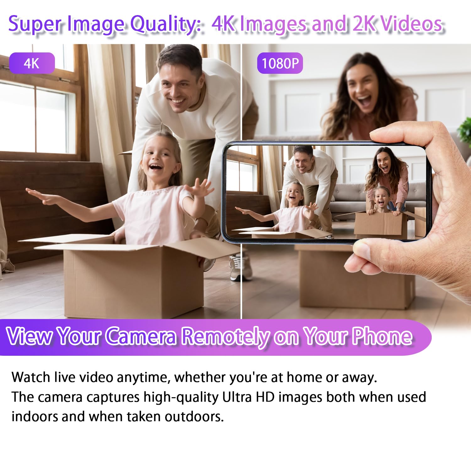 WIWACAM MW5L Small Hidden WiFi Camera 4K Ultra HD - Wireless Nanny Cam for Home Security with Motion Detection, App Control, Battery & SD Card Slot (No Audio) | Indoor Surveillance for Baby Monitoring, Pet Watching & Office Security