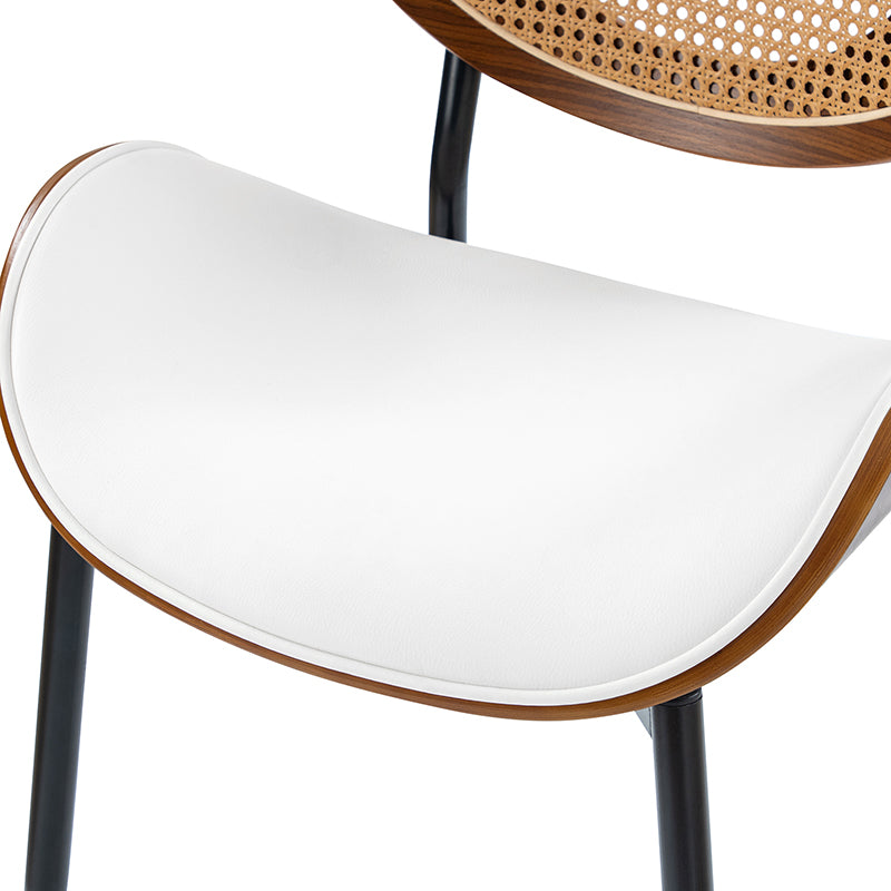 Flora Curved Wood Backrest Faux Leather Upholstered Dining Chair Cushion - Ergonomic Support for Kitchen, Restaurant & Office - Comfortable Seat Pad with Wooden Frame (Multiple Styles Available)