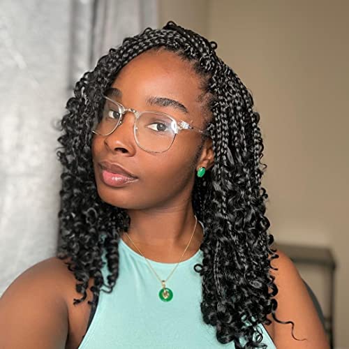 8 Packs Box Braid Crochet Hair with Curly Ends - 14 Inch Bohemian Goddess Braiding Hair Extensions for Black Women | Perfect for Protective Styles, Boho Looks & Natural Hair Care