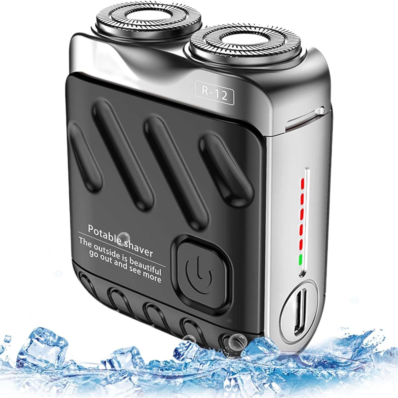 R-12 Mini Portable Electric Beard Shaver - USB Rechargeable Travel Razor with One-Button Operation & Long Battery Life - Perfect for Home, Business Trips & On-The-Go Grooming (Black)