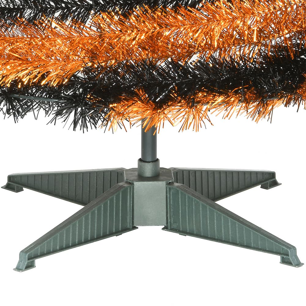 National Tree Company 7.5 ft Halloween Orange and Black Pop-Up Artificial Christmas Tree for Spooky Home Decor, Party & Holiday Celebration