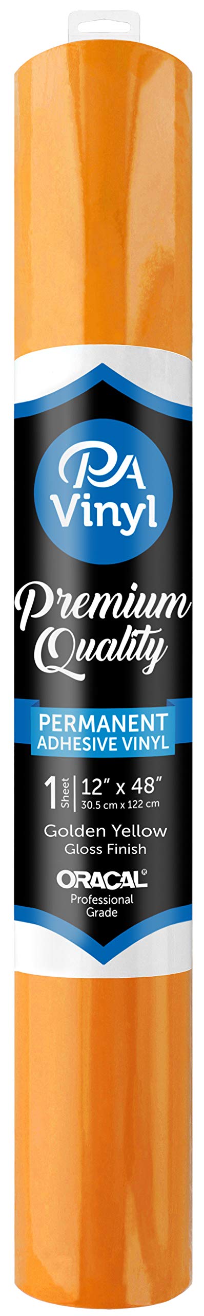 PA Paper Accents Vinyl - Permanent Adhesive Glossy Golden Yellow Vinyl Sheets for Scrapbooking, DIY Crafts, and Home Decor - Perfect for Card Making, Wall Art, and Decorative Projects