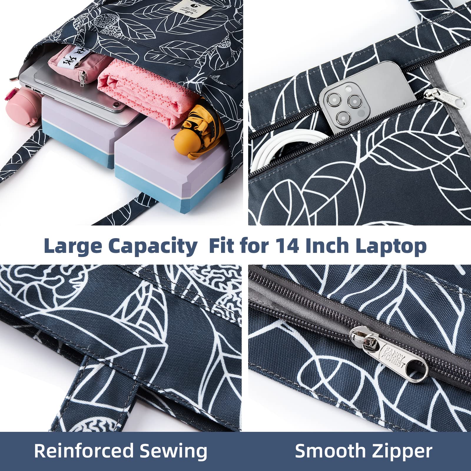 WLLWOO Yoga Mat Bag for Women - Durable Canvas Tote with Shoulder Strap for Yoga, Pilates, Gym, Travel & Workout - Perfect for Yoga Classes, Beach Trips, Office Commute & Fitness Activities