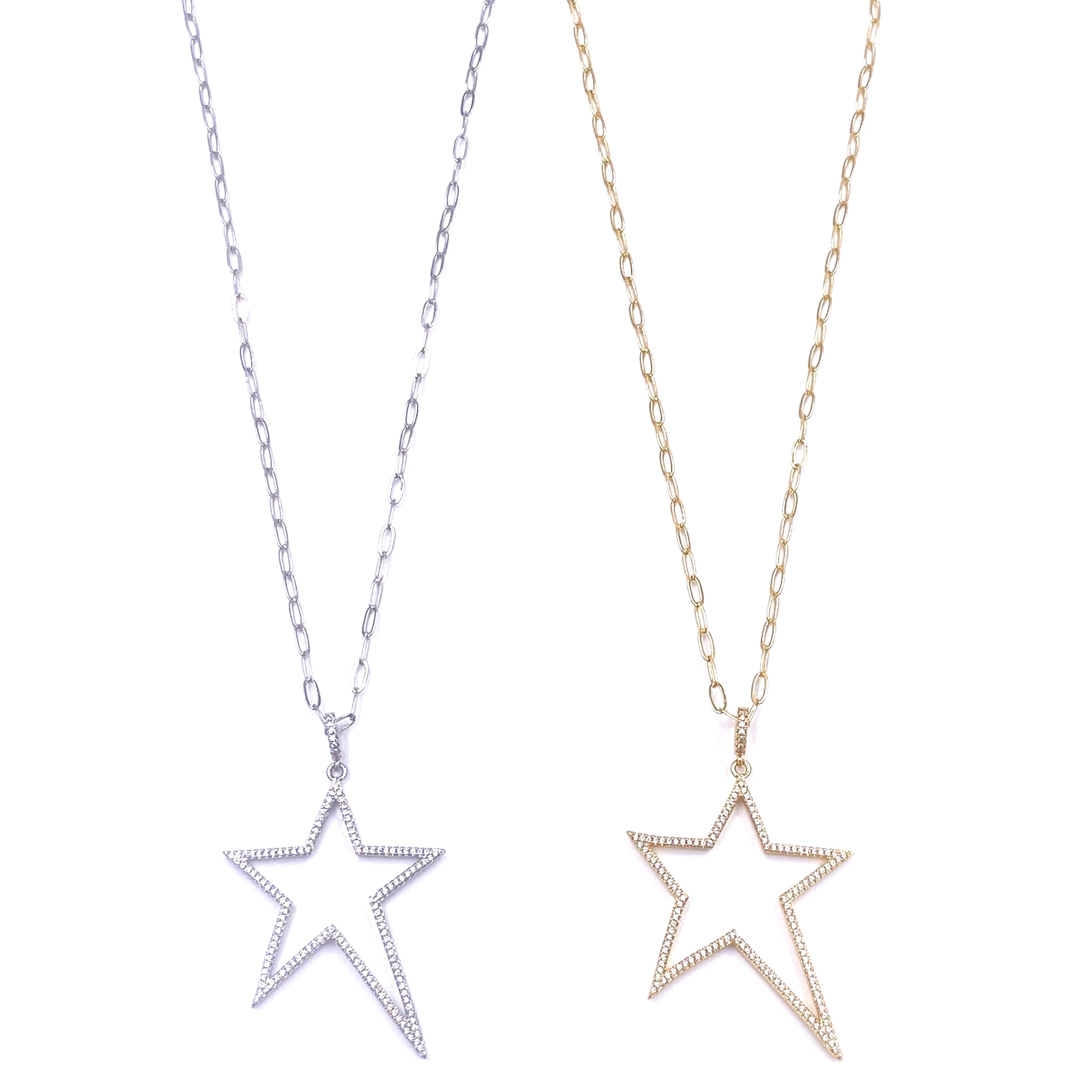 Ashley Gold Open Star CZ Necklace - Elegant Cubic Zirconia Pendant for Women | Perfect for Parties, Weddings & Date Nights
