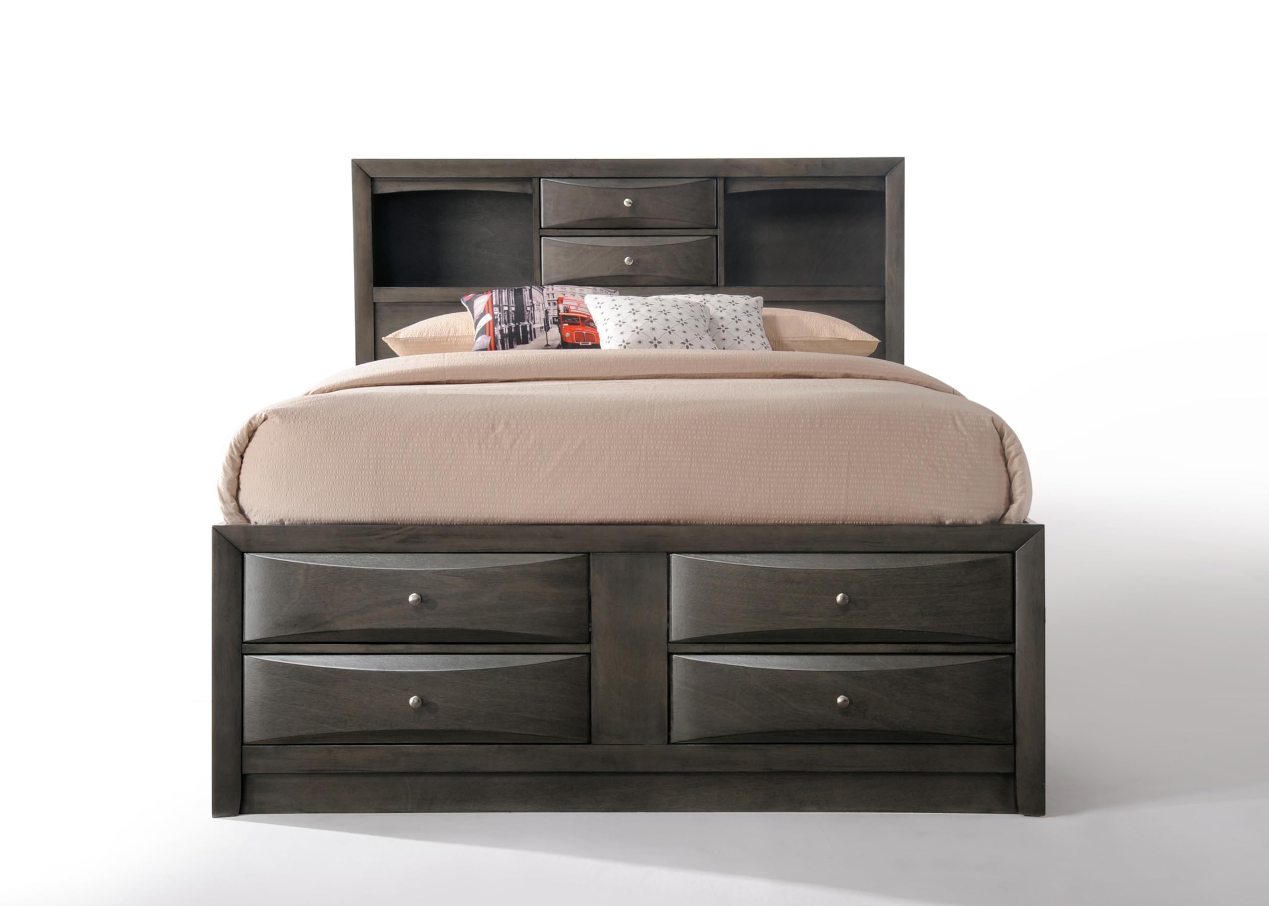 Acme Ireland Full Captain's Bed in Gray Oak - Sturdy Wooden Storage Bed Frame with Drawers - Perfect for Small Bedrooms & Guest Rooms