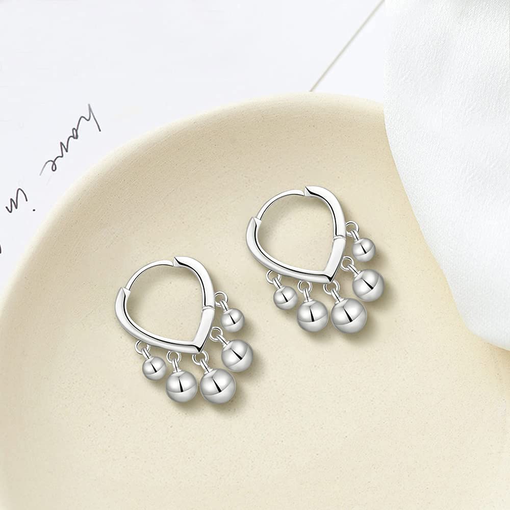 14K Gold Plated Beaded Dangle Earrings for Women - Sterling Silver Elegant Statement Jewelry - Perfect for Parties, Weddings & Everyday Wear