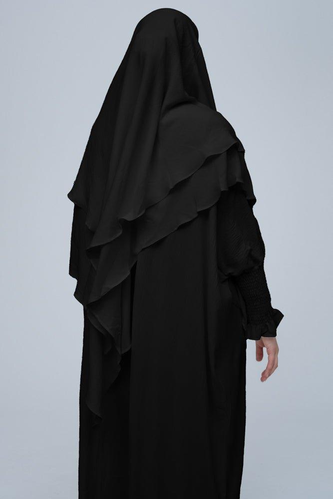 Black Pristine Prayer Gown for Omrah & Islamic Worship - Perfect for Hajj, Umrah & Daily Salah Prayers