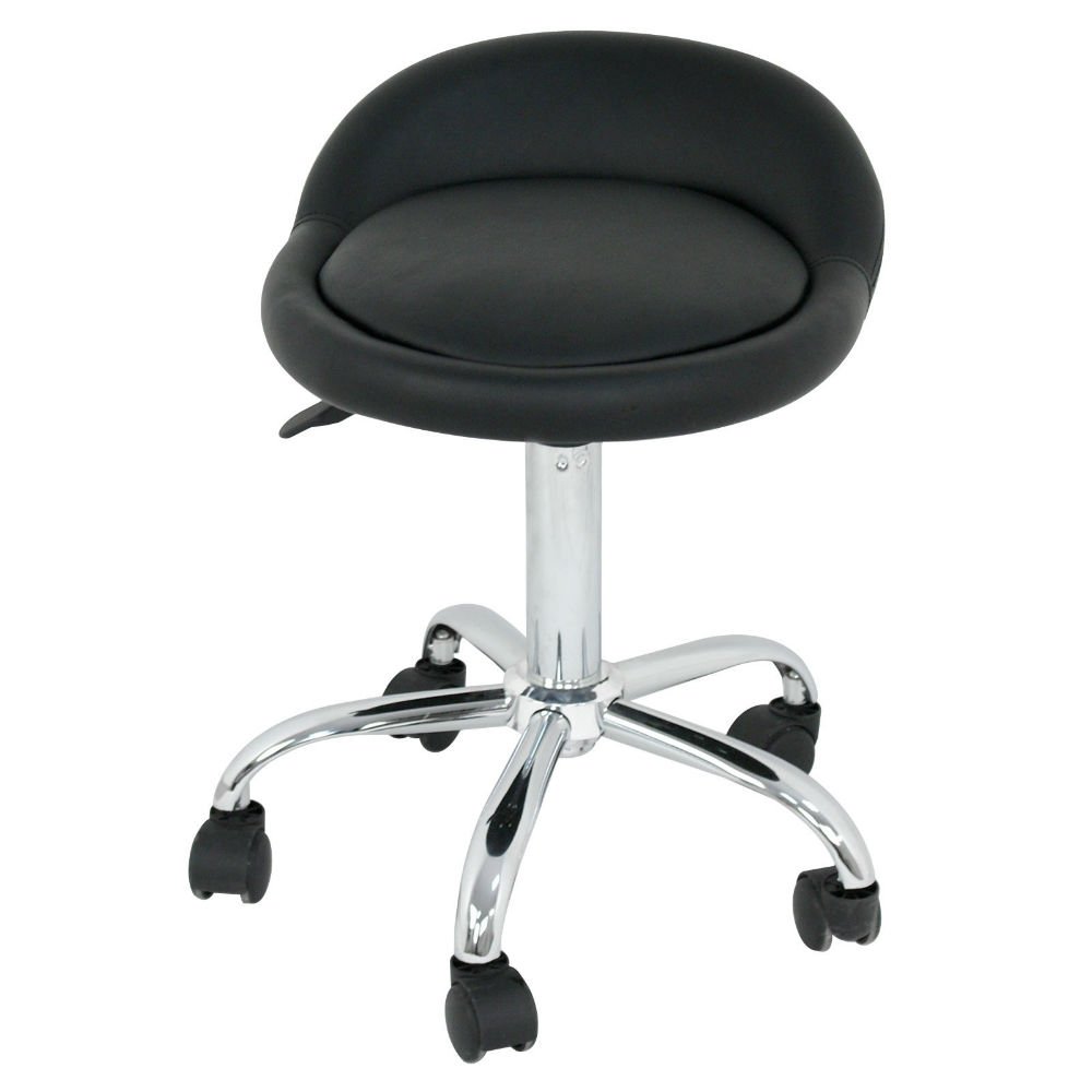 Adjustable Rolling Swivel Stool with Wheels - Black Salon Stool for Tattoo, Facial, Massage & Spa - Perfect for Beauty Salons, Tattoo Studios & Home Use