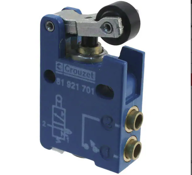**81921701 Position Detector - 3/2 Normally Closed Lever Roller Switch, 0.1-8 Bar (1-116 PSI), 2.7mm Diameter, 4mm Push-In Tubing Connection, 18N Operating Force - Chassis Mount for Pneumatic Systems & Industrial Automation**