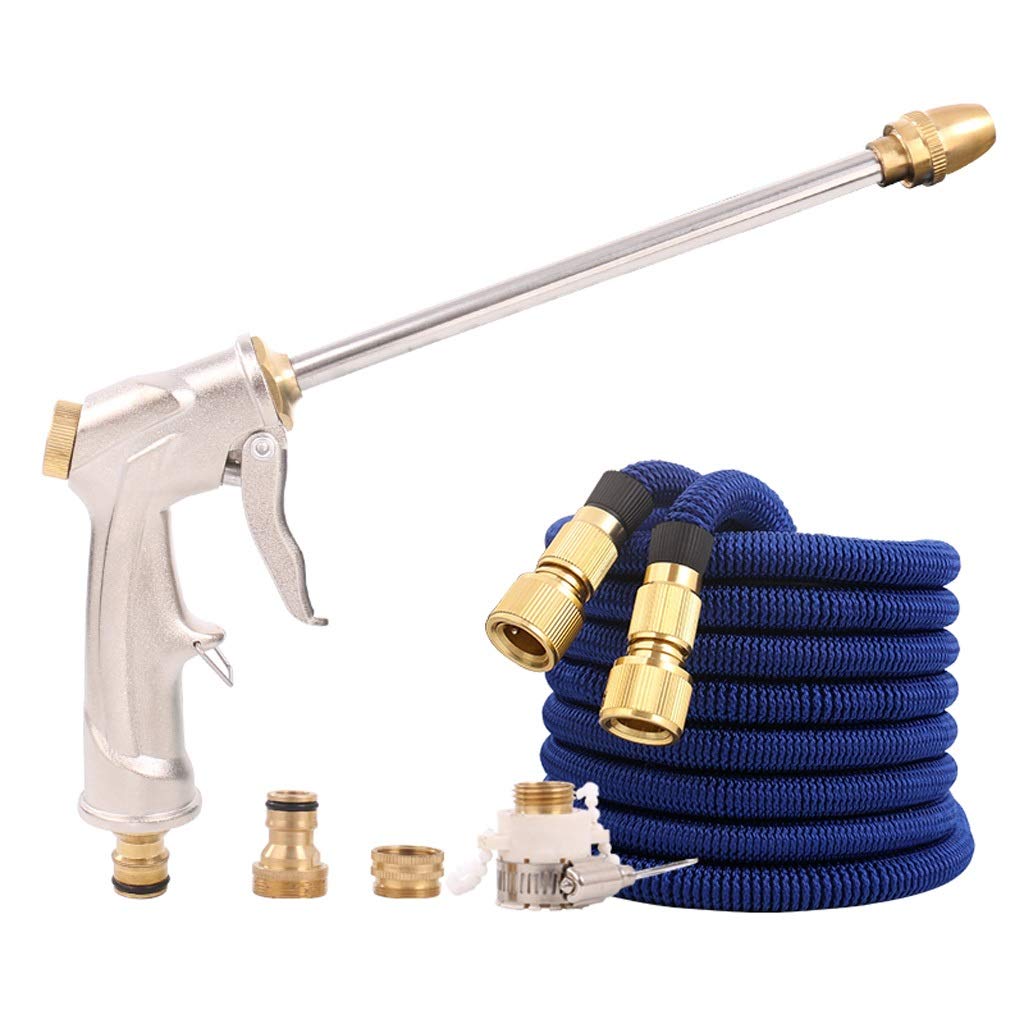 **GX Expandable Garden Hose 50ft - High Pressure Water Hose with Brass Connectors & Spray Nozzle - Lightweight & Durable for Car Washing, Lawn Watering, Pet Cleaning & Outdoor Use (Blue, 5M/16.4ft)**