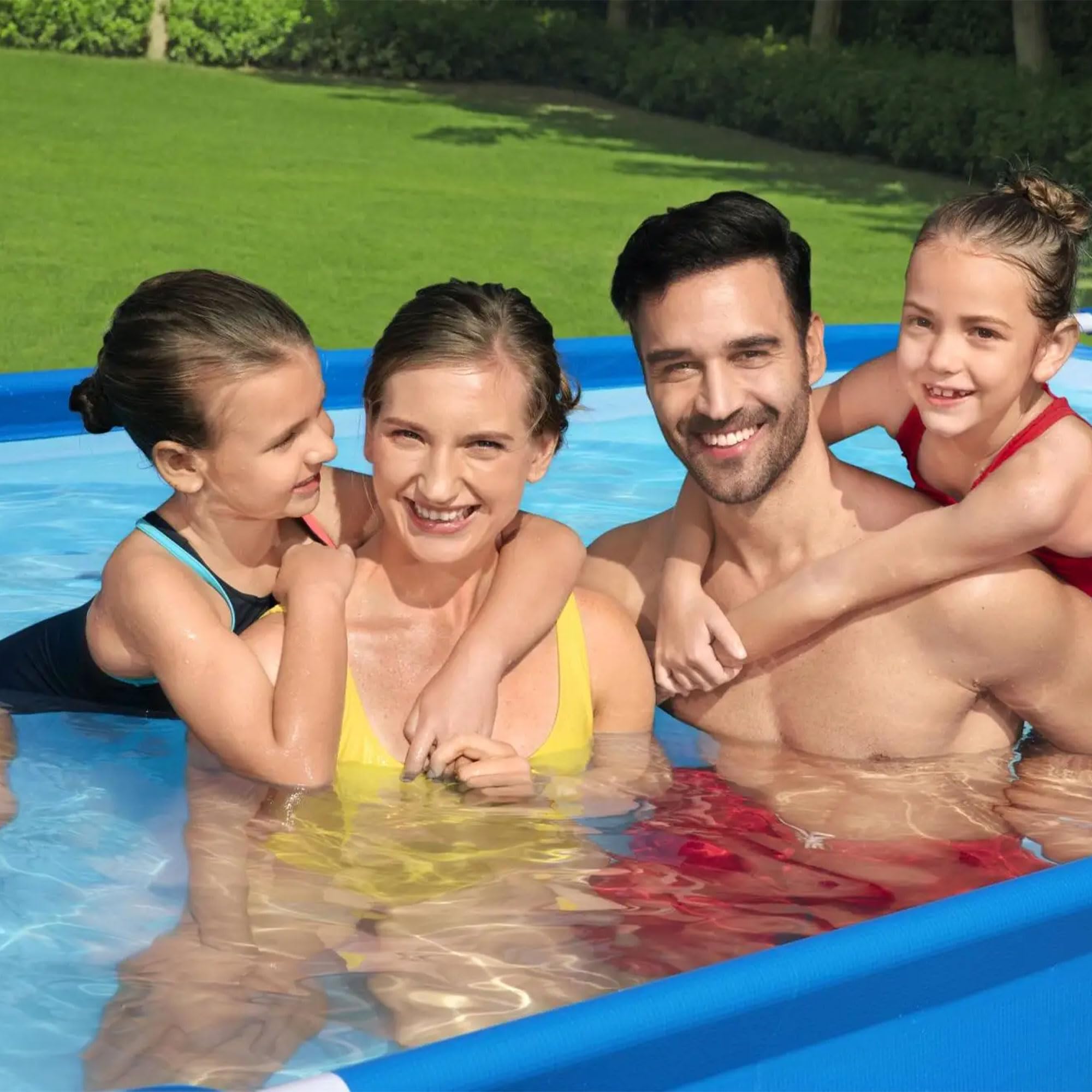 Bestway Steel Pro 13ft x 32in Rectangular Above Ground Outdoor Pool - Heavy Duty Steel Frame & Vinyl Liner - 1,506 Gallon Capacity - Perfect for Backyard Fun, Family Gatherings & Summer Cooling - Blue
