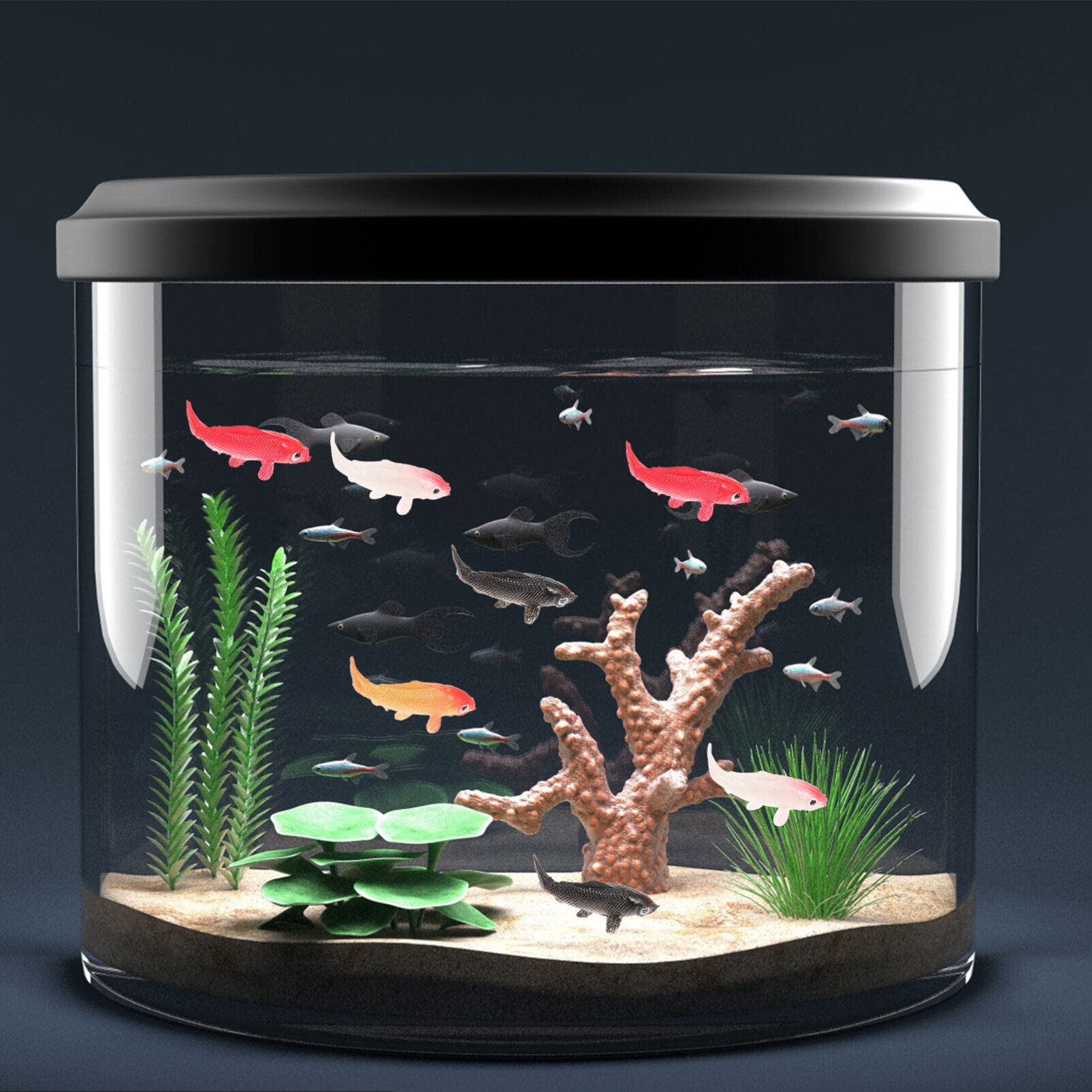 16 Pcs Miniature Dollhouse Toys - Plastic Mini Carp Fish Figurines, Goldfish Models for Dollhouse Decor | Perfect for Dollhouse Scenes, Fish Tank Displays & Kids Pretend Play