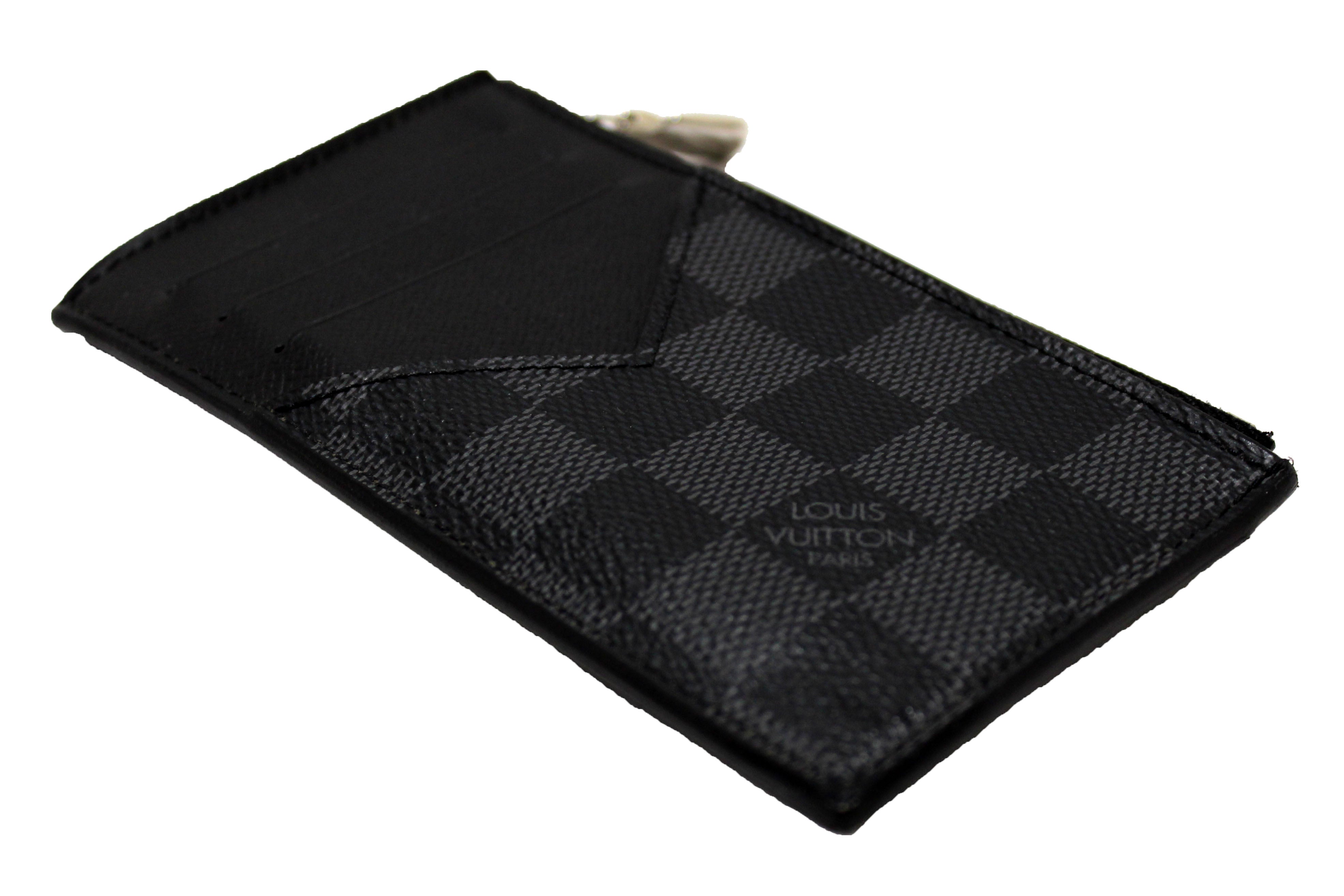Authentic Louis Vuitton Damier Graphite Canvas Coin Card Holder Wallet - Slim RFID Blocking Credit Card Case for Men & Women | Perfect for Travel, Business & Everyday Use