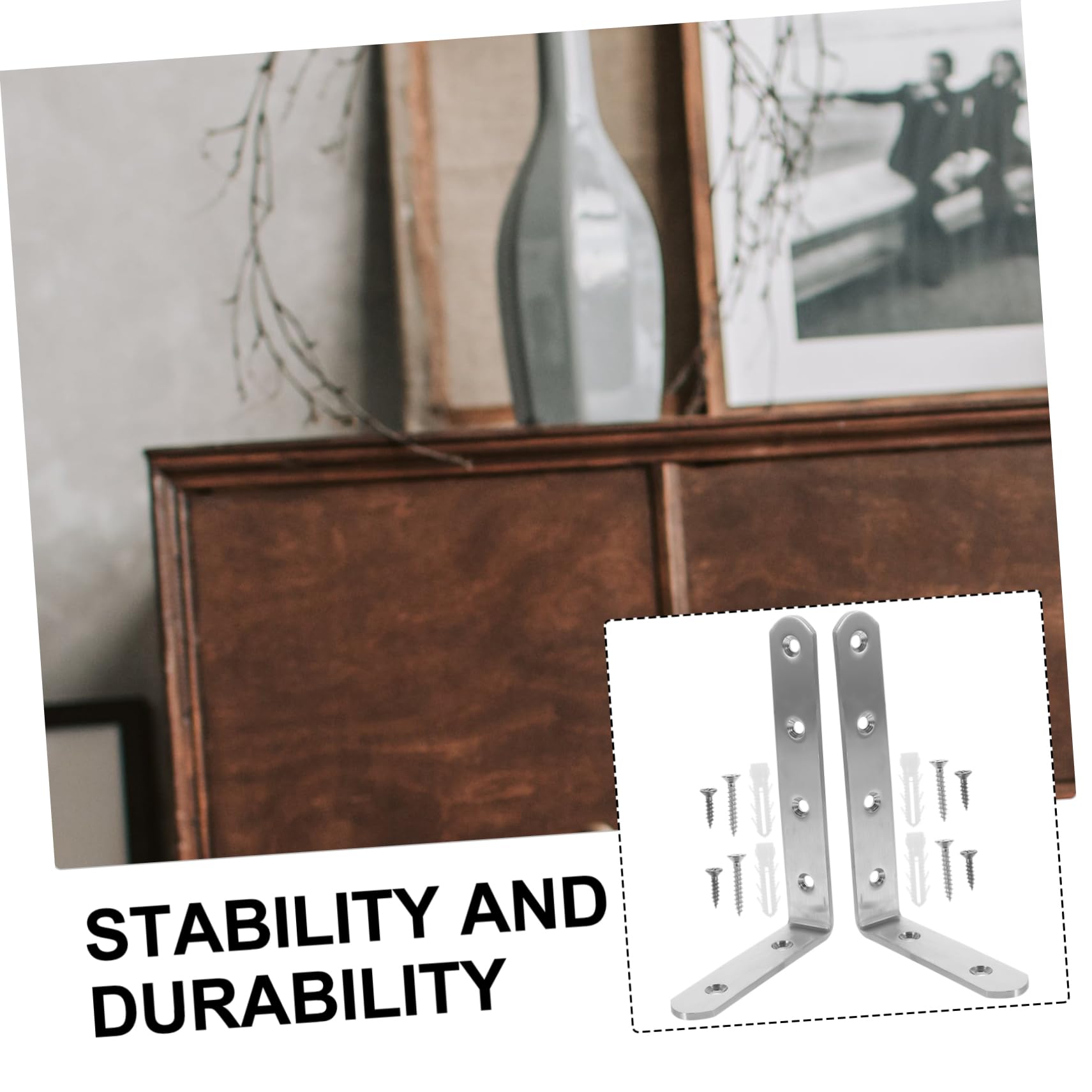 ULDIGI 2-Pack Anti-Tip Furniture Anchors - Heavy Duty Bookcase Cabinet Wall Mounting Kit for Baby Proofing & Child Safety - Easy No-Drill Installation for Shelves, Dressers & Home Furniture