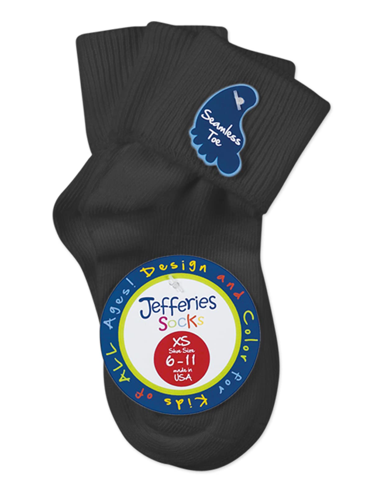 Jefferies Boys & Girls Seamless Cotton Crew Socks 3-Pack - Soft Turn Cuff Ankle Socks for School, Sports & Everyday Wear