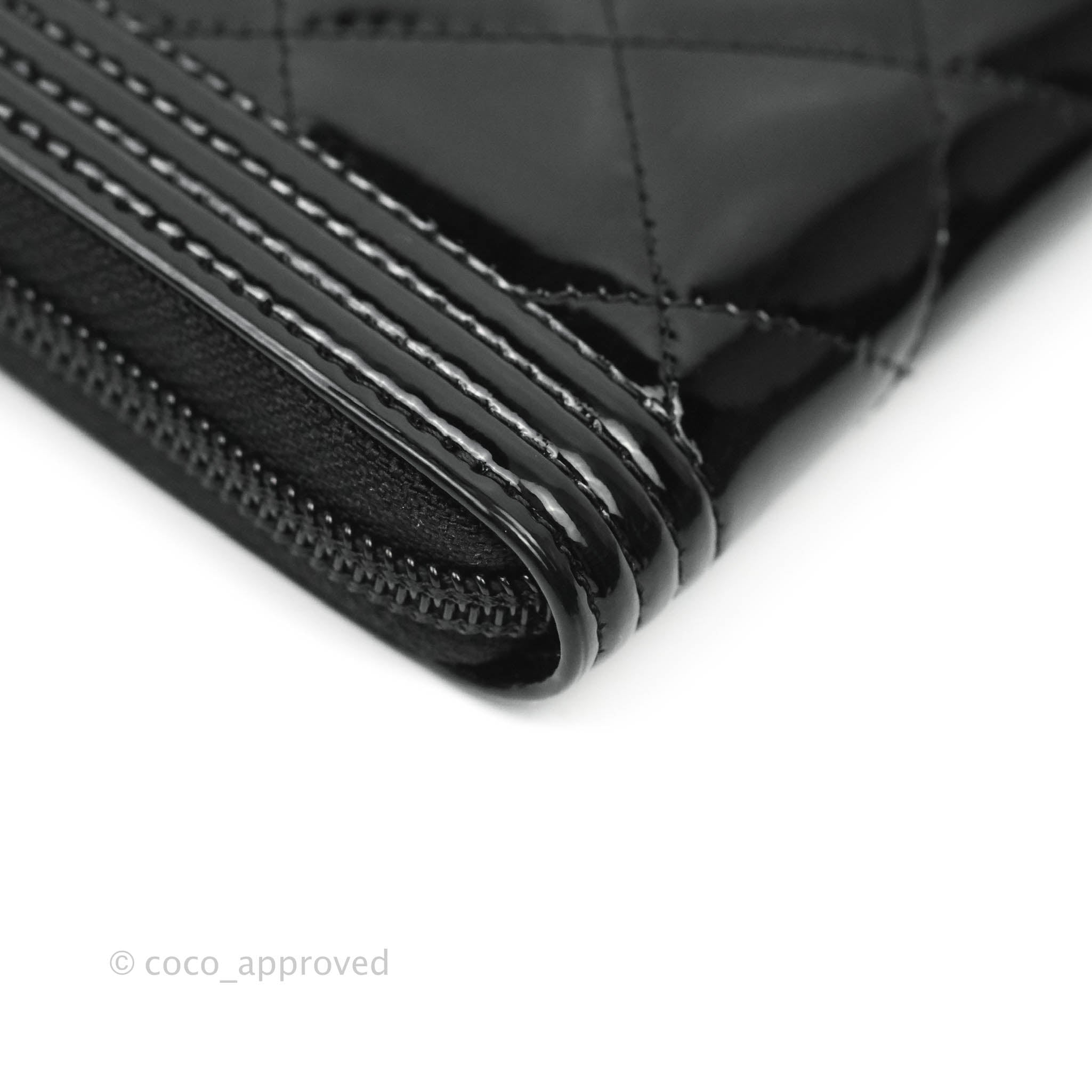 Chanel Boy Quilted Medium Zip Wallet Black Patent Leather - Luxury Designer Wallet for Women, Perfect for Everyday Use & Special Occasions