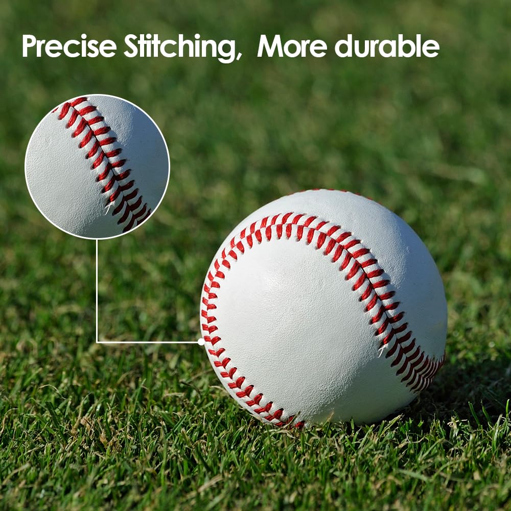 12 Pack Standard Size Leather Baseballs for Practice Training – Unmarked & Soft 9 Inch Baseballs for League Play, Pitching, Hitting, Batting, Fielding – Perfect for Baseball Drills, Team Practice, and Backyard Training