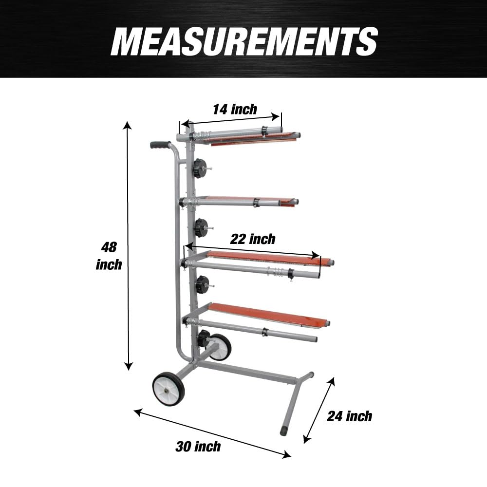 7757-Lauco Mobile 3 Tier Tree Style Masking Paper Machine Stand - Multi-Roll Holder for Car Paint Repair & Body Shops | Masking Film & Paper Dispenser | Perfect for Automotive, Woodworking & DIY Projects