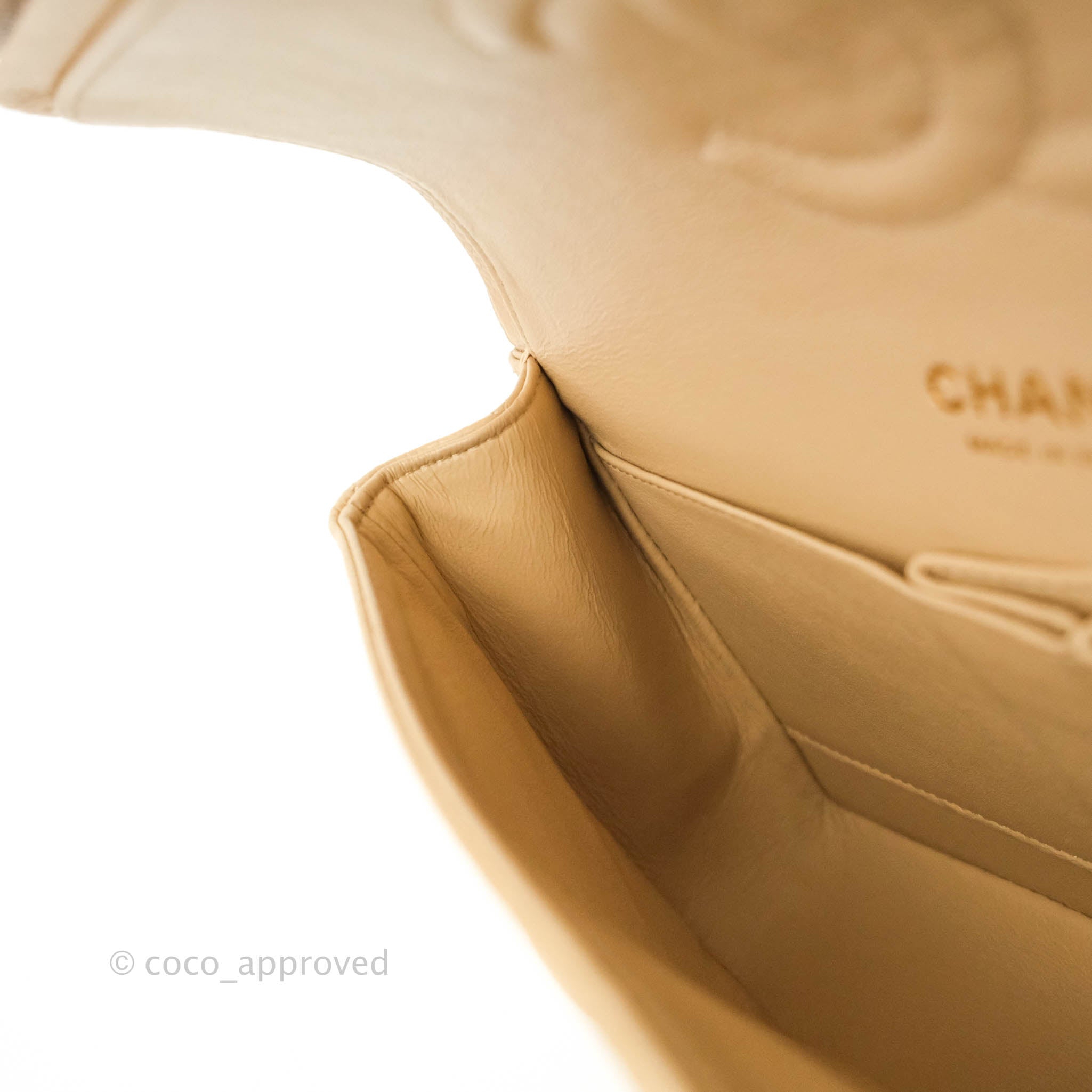 Chanel Classic Medium Double Flap Bag in Beige Caviar Leather with Gold Hardware - Luxury Designer Handbag for Women, Perfect for Work, Evening Events & Special Occasions