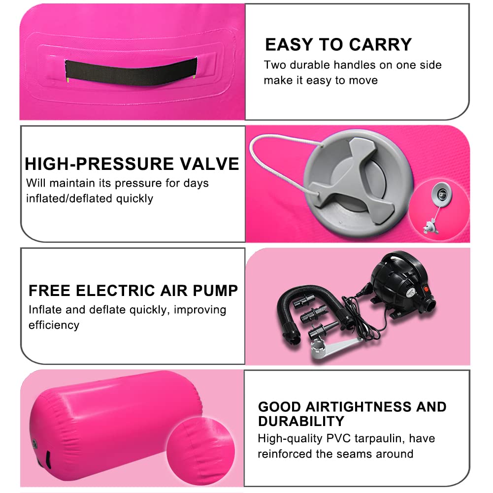 Inflatable Gymnastics Air Barrel Roller Mat - Back Handspring Training Equipment for Home & Gym Use | Tumbling Track, Yoga Balance, Cheerleading Practice with Electric Air Pump | Perfect for Kids & Adults Fitness Training