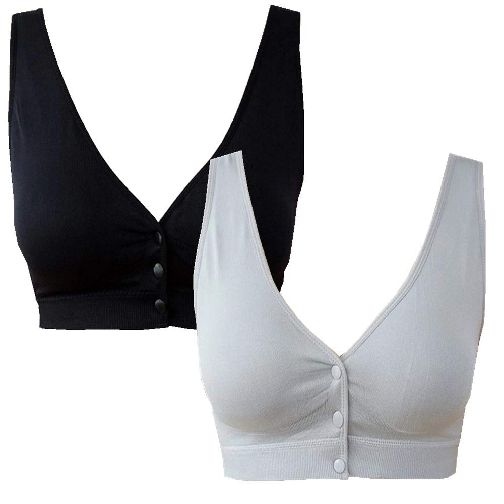 3 Pack Women's Front Close Sports Bras - Seamless Light Support Sleep Underwear with Easy On/Off Design - Perfect for Yoga, Gym Workouts & Comfortable Nightwear