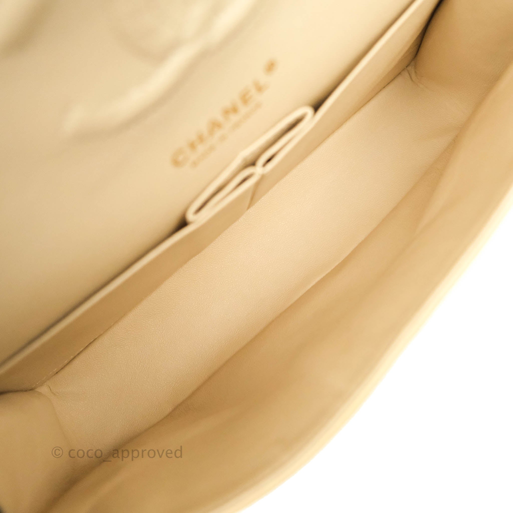 Chanel Classic Medium Double Flap Bag in Beige Lambskin Leather with Gold Hardware - Luxury Designer Handbag for Women, Perfect for Work, Date Night & Special Occasions