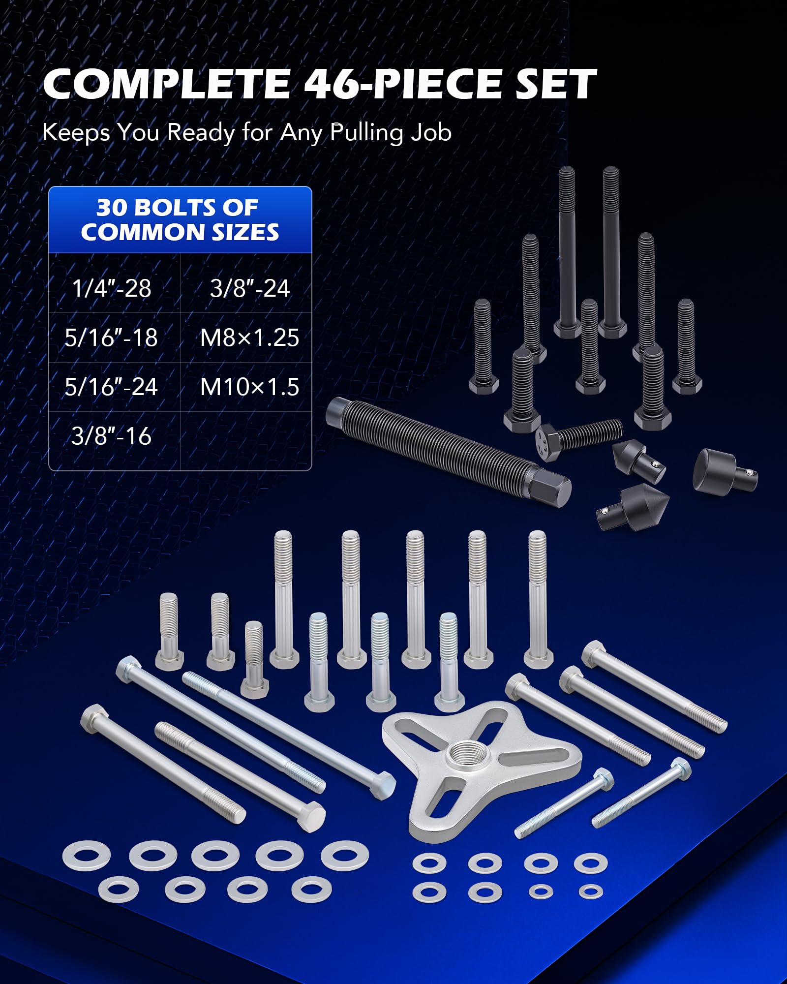 Orion Motor Tech Harmonic Balancer Puller Kit - Power Steering Pulley Puller & Installer Tool Set - Automotive Steering Wheel Puller - Flange Type Gear & Crank Puller Set for Car Repair & Engine Maintenance